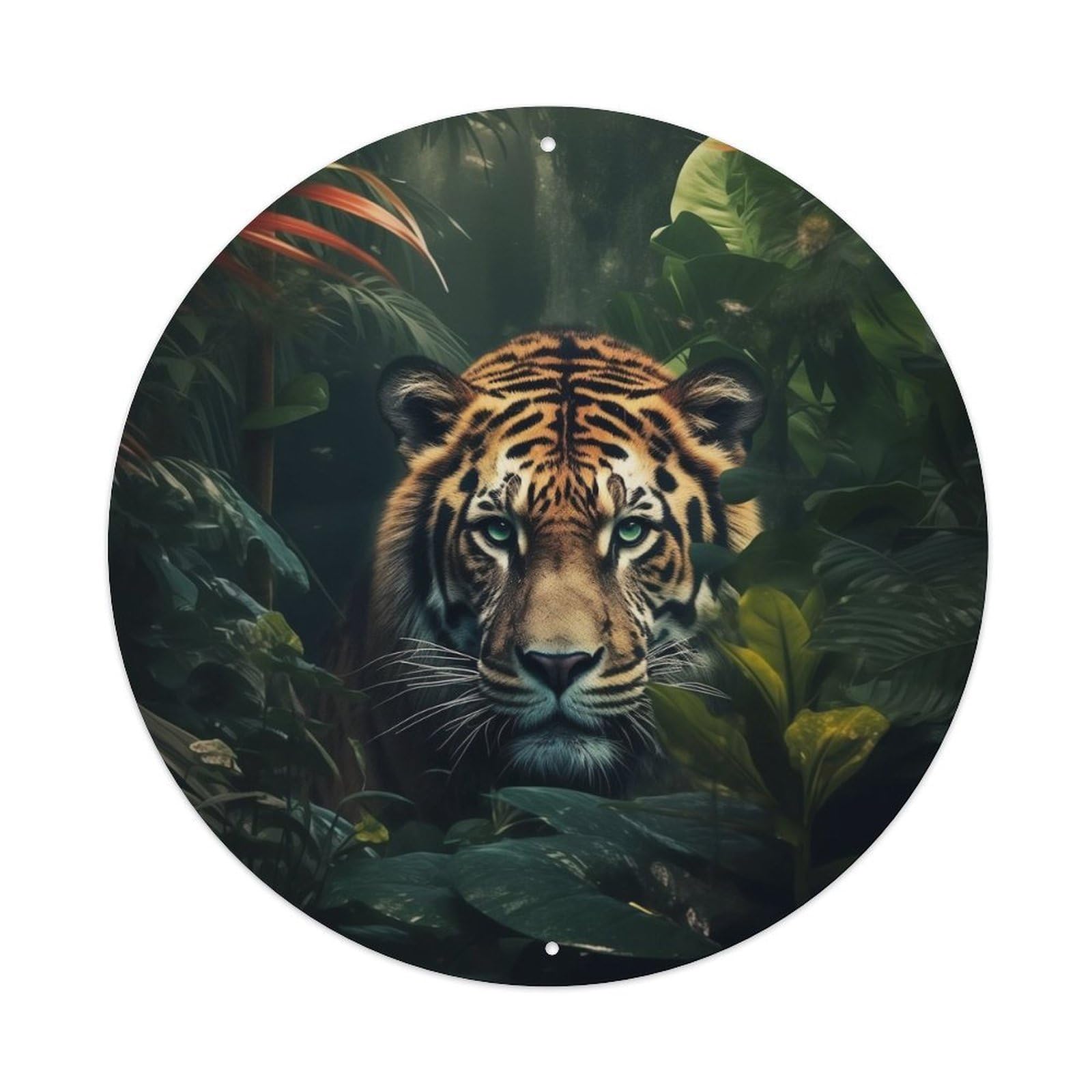 Animal Bengal Tiger Realistic Wildlife Photography in Tropical Rainforest Jungle Vintage Metal Tin Sign Plaque Wall Decor for Cafe, Club Bar, Office, Garden Metal Poster 8x8Inch