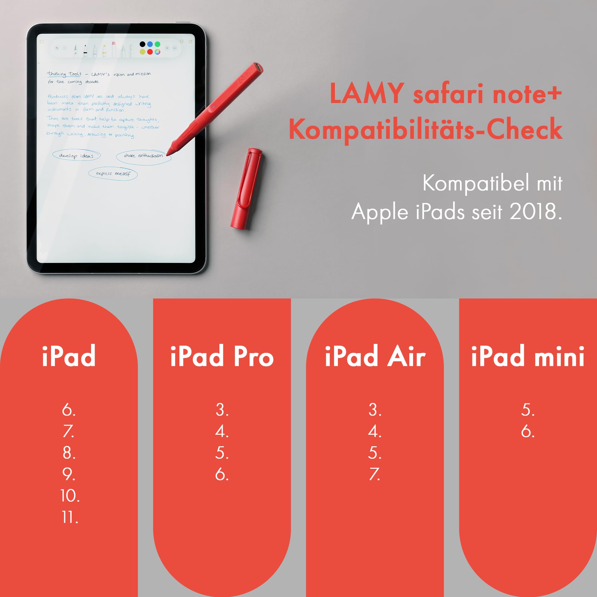 LAMY Safari Note+ Steel Black iPad Stift – Stylus Pen mit Palm Rejection, Neigungssensitivität & ergonomischen Griff – kompatibel mit verschiedenen iPad Modellen – bis zu 10 Stunden Akkulaufzeit