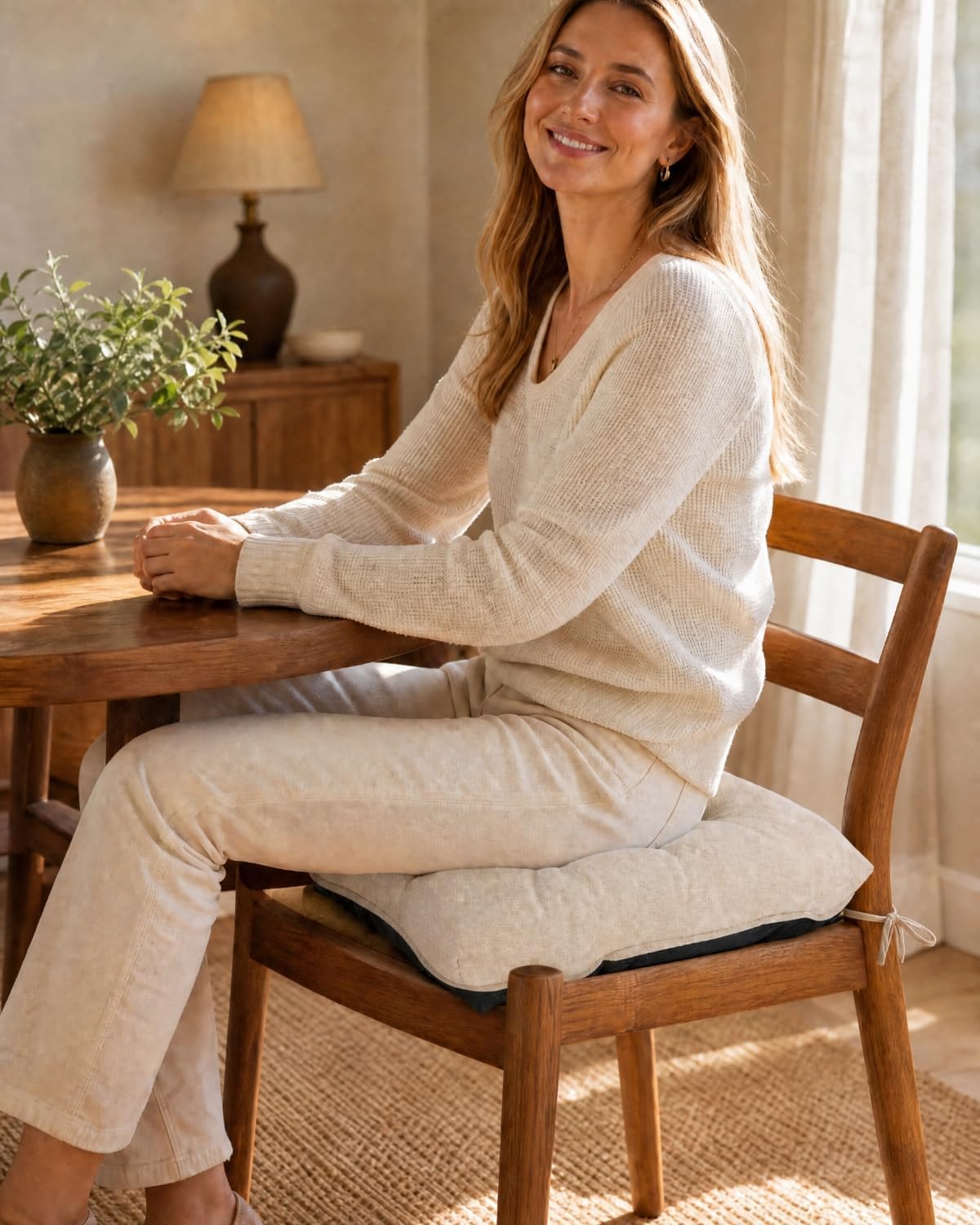 MOMCAYWEX Set of 4 Dining Chair Cushions, 15.5" x 15.5" x 4" Kitchen Chair Pads with Removable Ties & Non Slip Backing, High Density Foam Seat Cushions, Washable Chair Pads for Indoor Dining Room Use