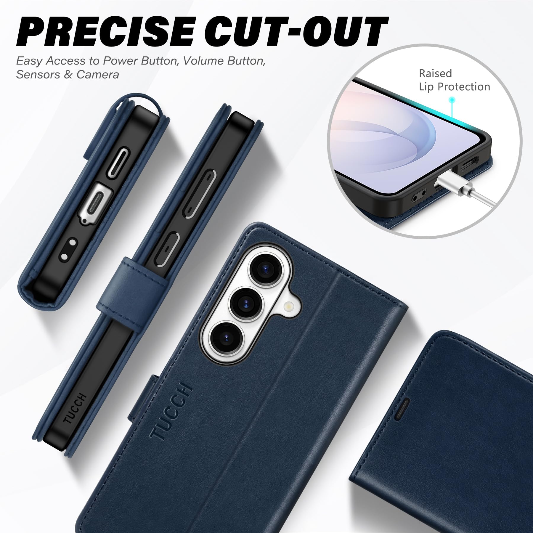 TUCCH Custodia Portafoglio per Galaxy S26+ Plus, Blu | Blocco RFID, Slot Carte, Pelle Sintetica TPU, Chiusura Magnetica, Supporto Cellulare