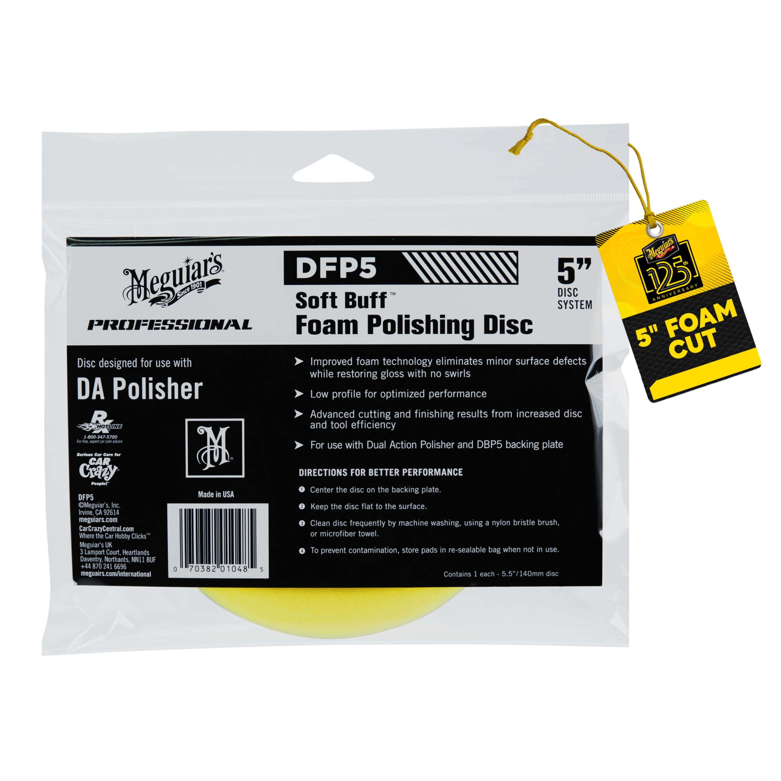 Meguiar's DFP5 Yellow Foam Polishing Disc - Medium Cut - 5 Inch (12,7 cm)