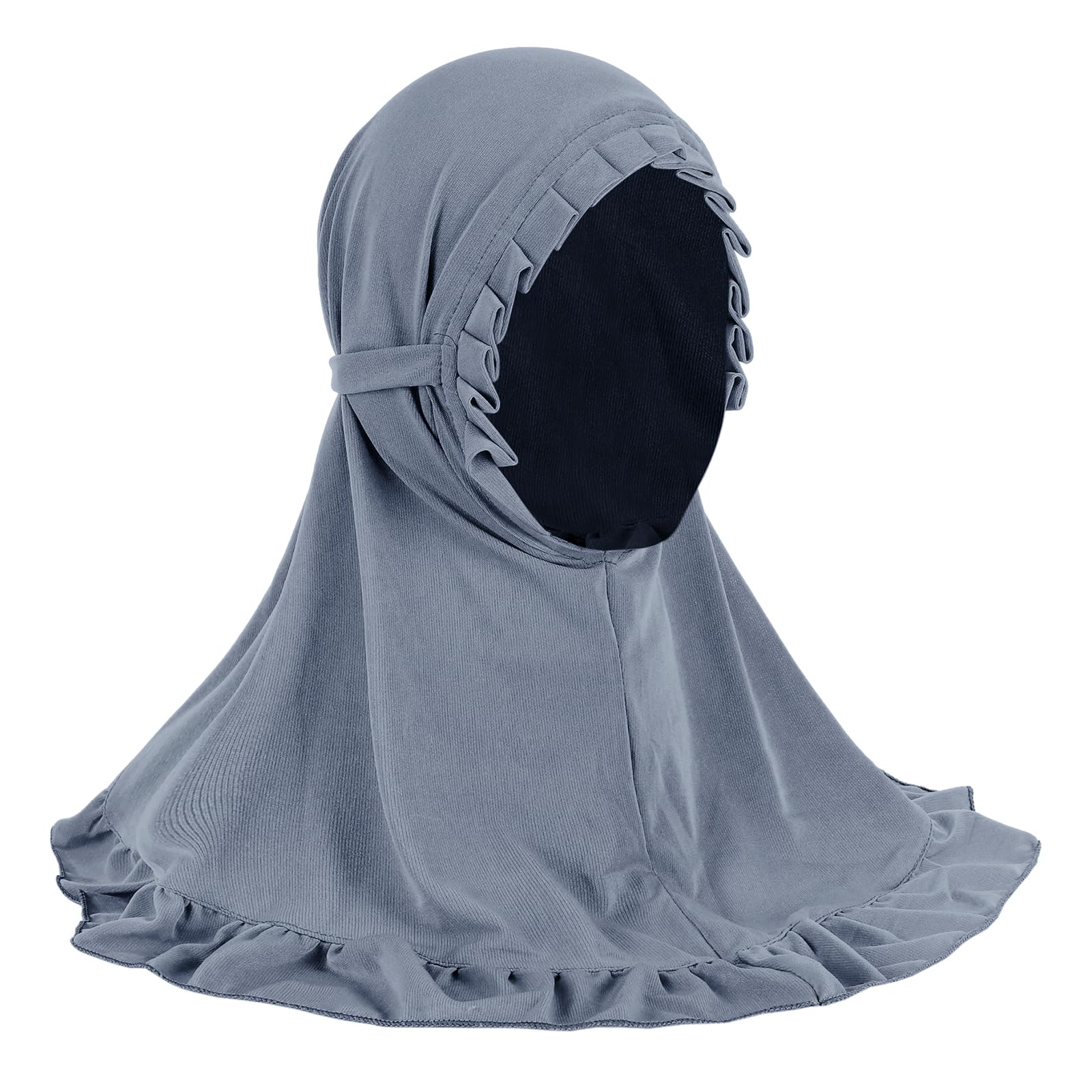 JIAHG 2pcs Hijab Fille 2-4 ans avec Bonnet Intégré Foulard de Tête à Bordure Plissée pour Fille Musulmane Arabe Africaine Malaisienne Écharpe Cagoule Doux et Confort