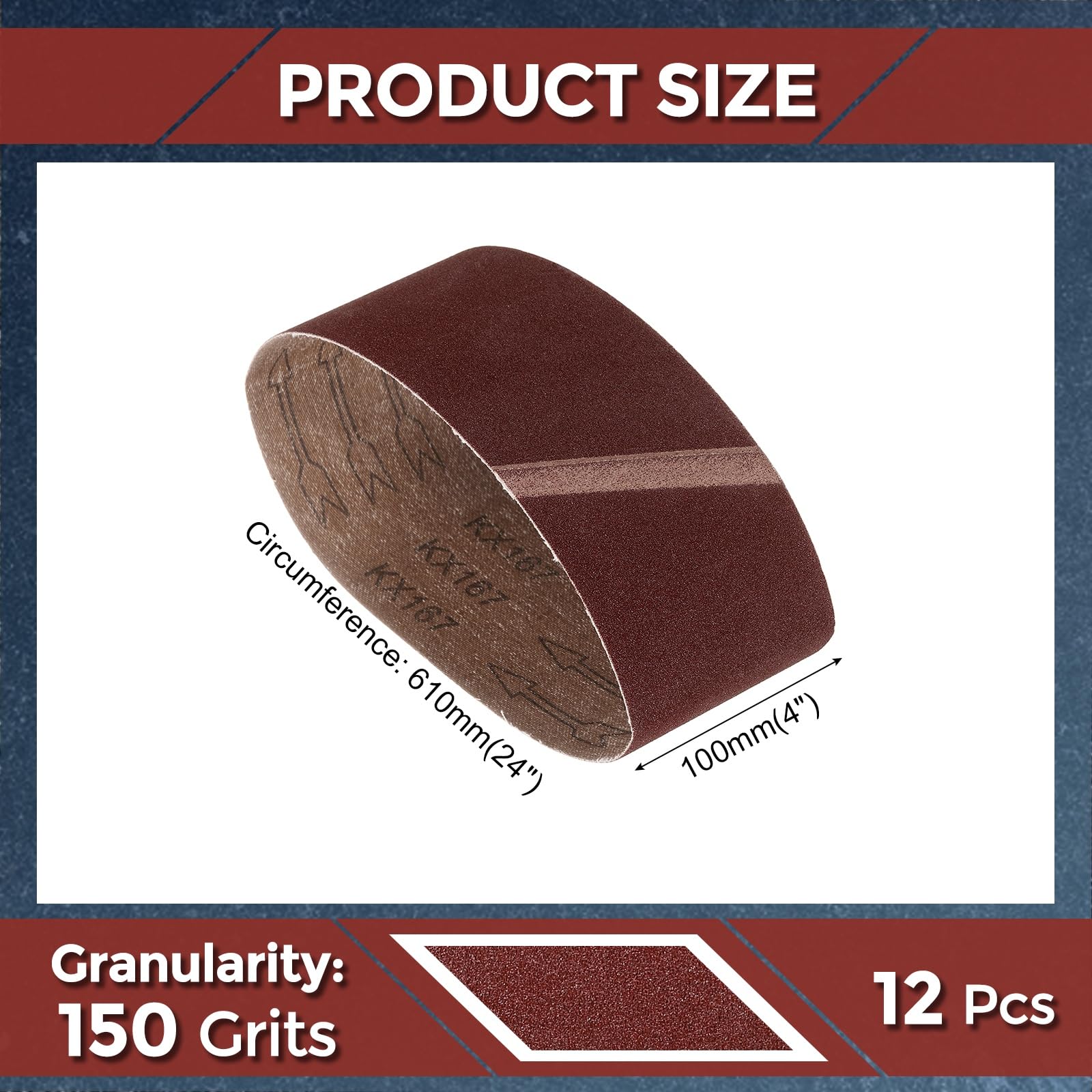 Kozelo 12 Pcs Sanding Belts 100mm x 610mm 150 Grit Aluminum Oxide Abrasive Sandpaper for Belt Sander Metal Grinding Wood Working Weld Rust Removal - Image 2