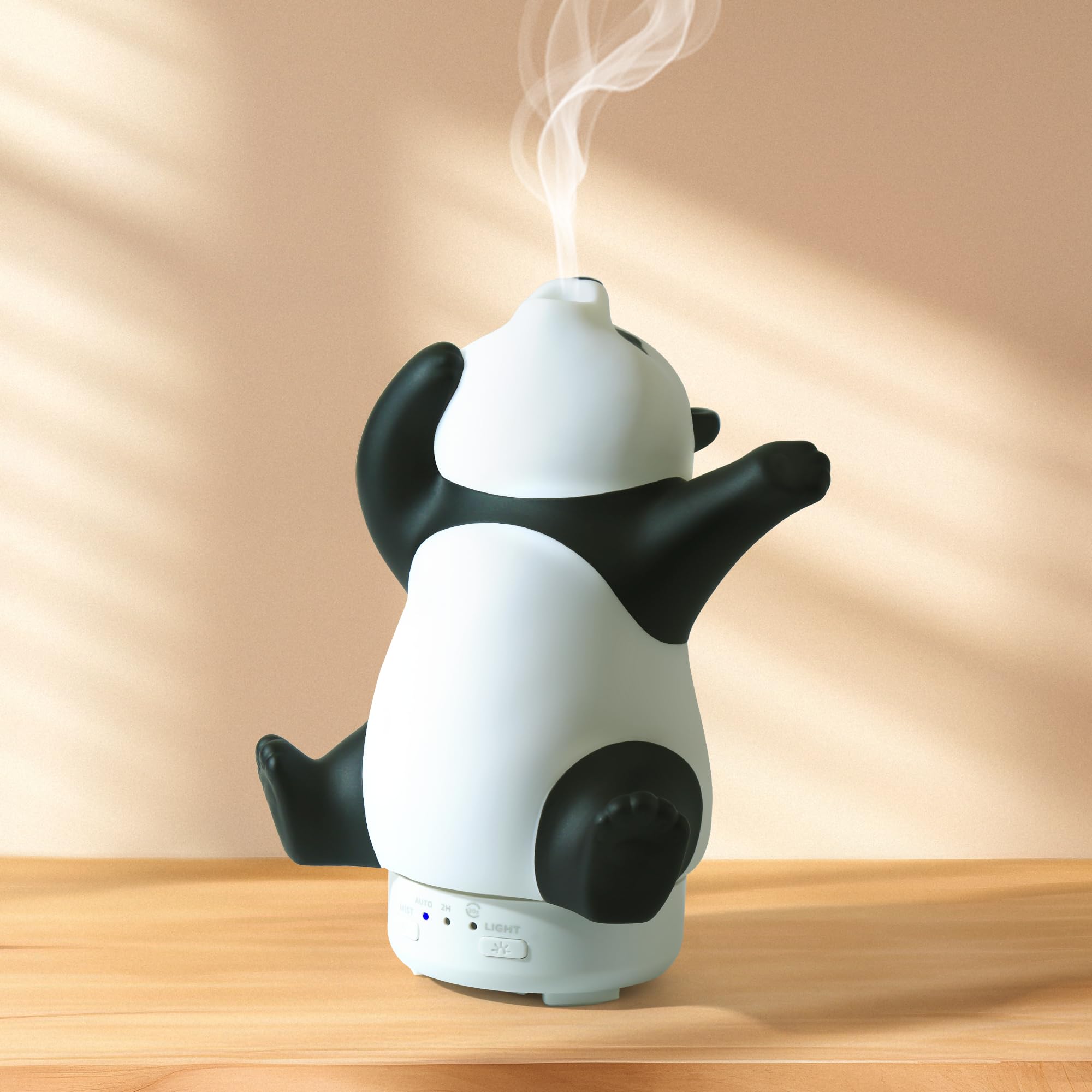 Diffuseur d'huiles essentielles panda rotatif avec lumière LED 7 couleurs pour aromathérapie