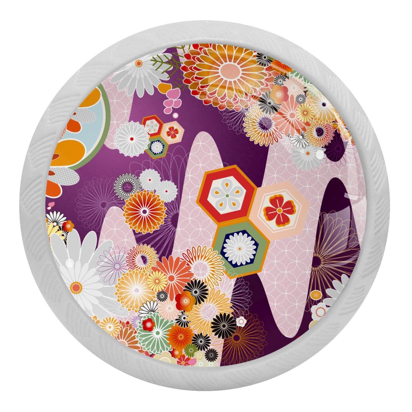 Boutons de cuisine en verre au motif japonais pour une ambiance zen