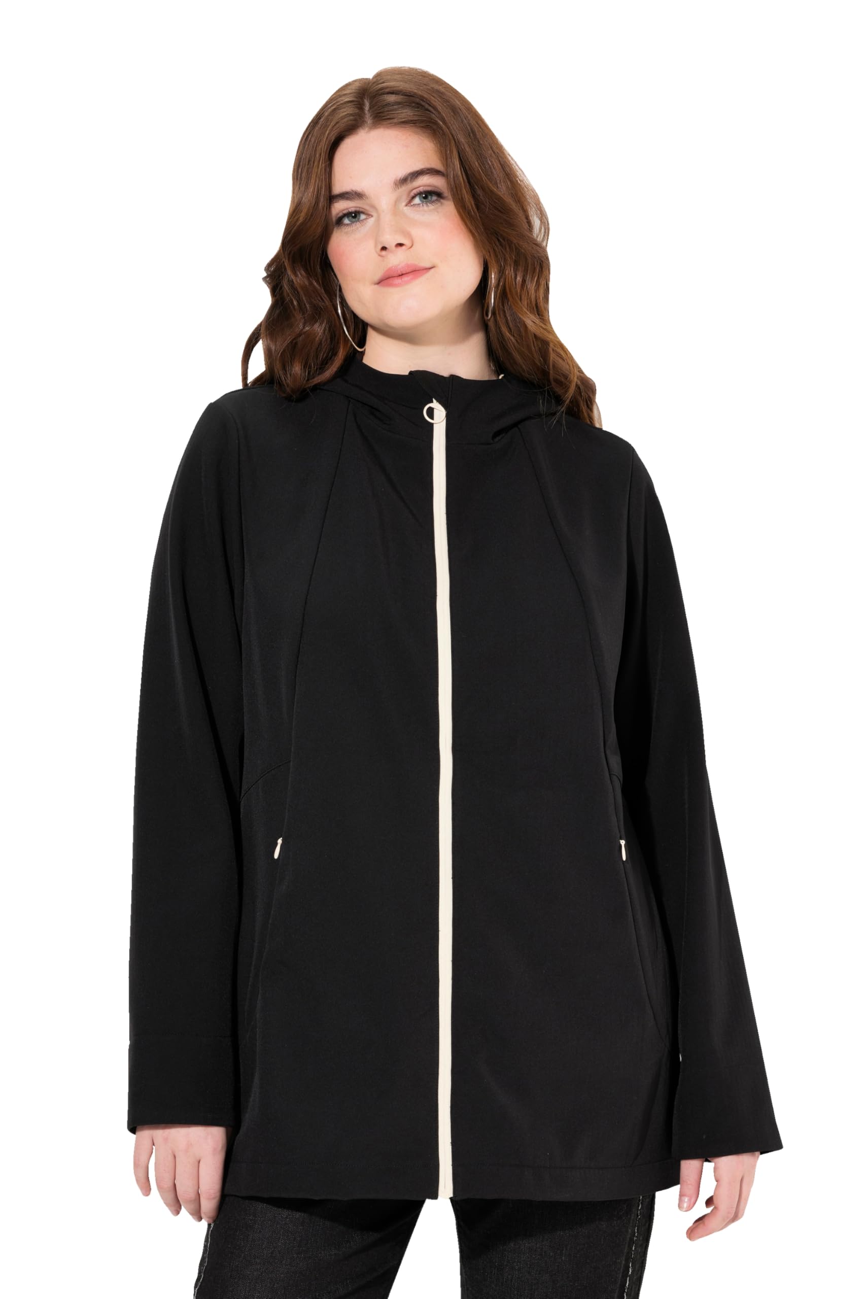 Ulla Popken Damen große Größen Übergrößen Plus Size HYPRAR Softshelljacke, wasserabweisend, Reißverschluss, Kapuze 829341