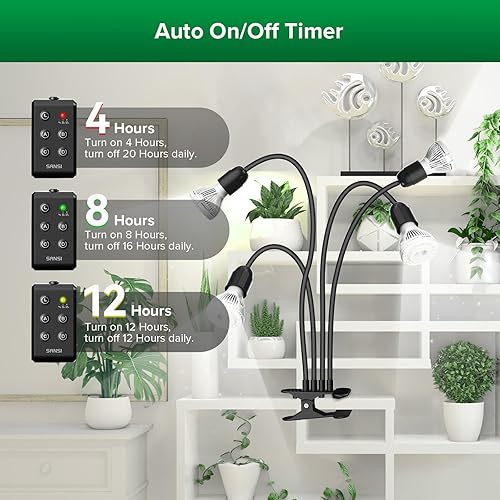 Miniatura 2 de SANSI Luces LED de cultivo para plantas de interior, reemplazo de bombilla sin por vida, 600 W espectro completo 4 cuello de cisne clip luz de
