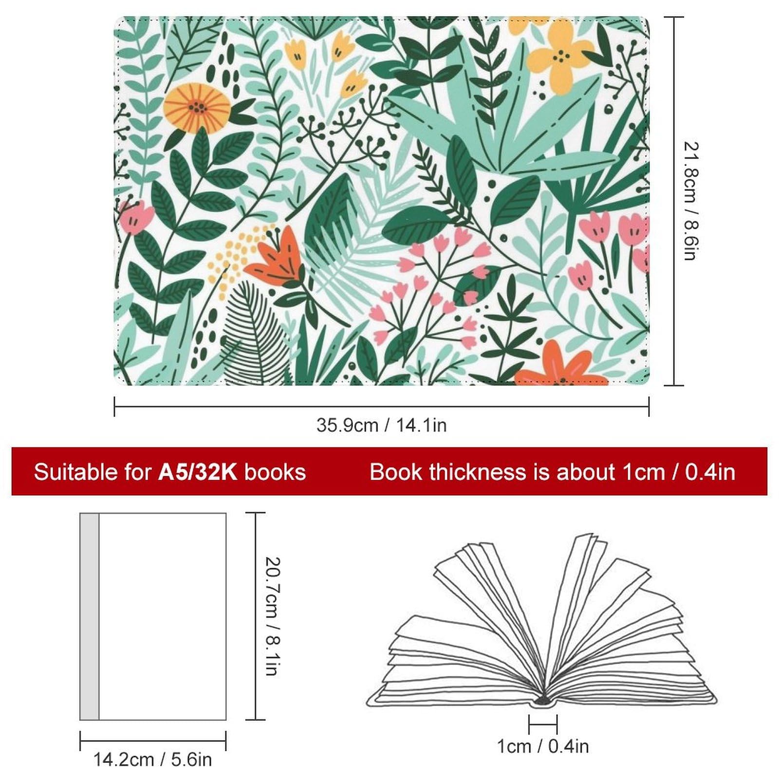 Amazon.co.jp: ブックカバー 熱帯植物 葉柄 花柄 手帳カバー ノート