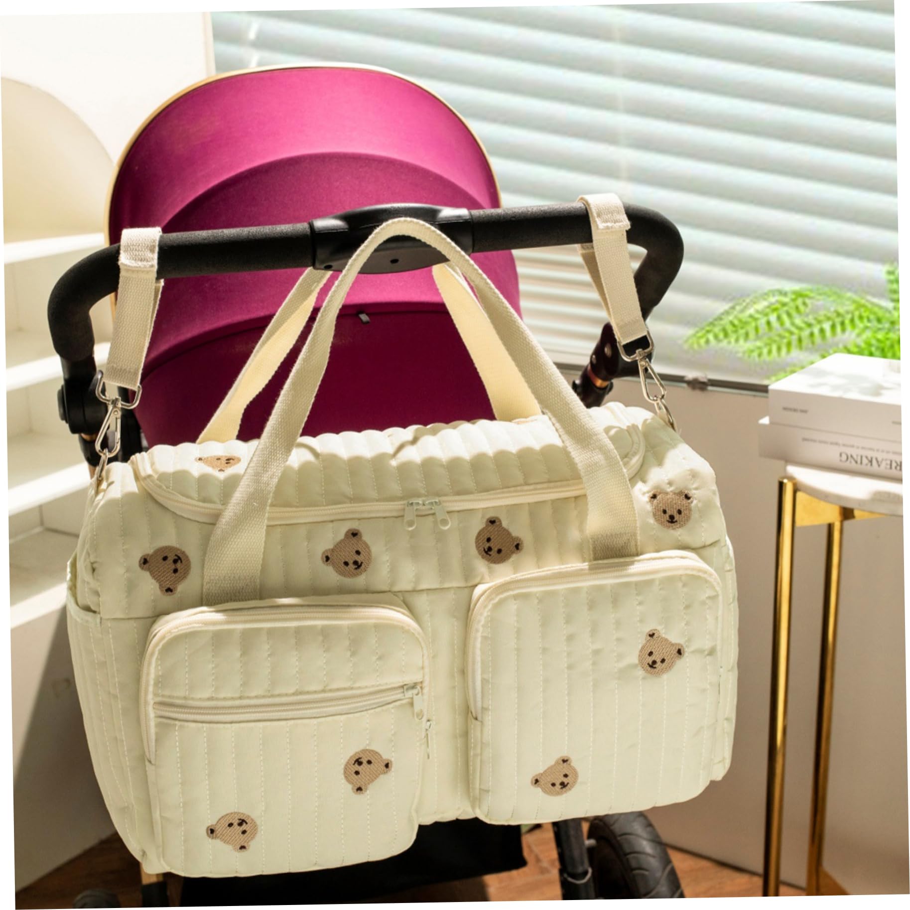 Borsa per pannolini trapuntata orsacchiotto 18x9x7x10 pollici portatile leggera