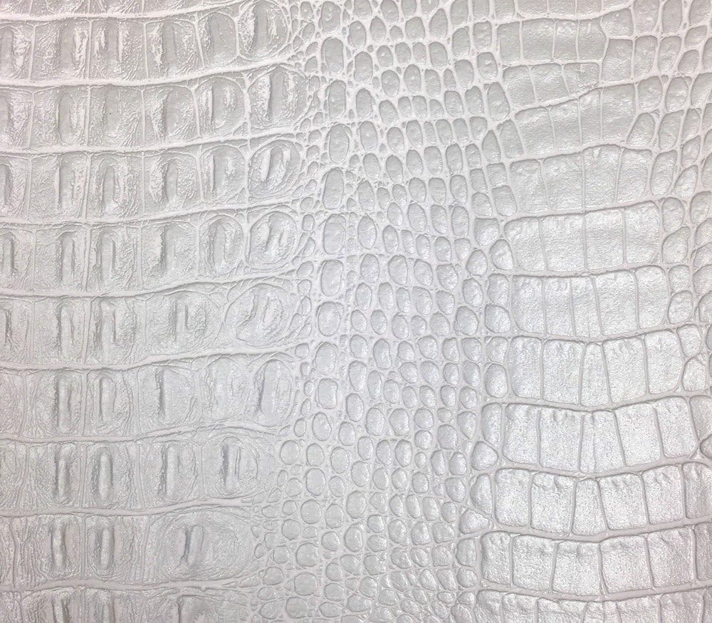 Vinyl Fabric Crocodile Gator Fake Leather Upholstery 54" Wide Sold by The Yard (Silver)
