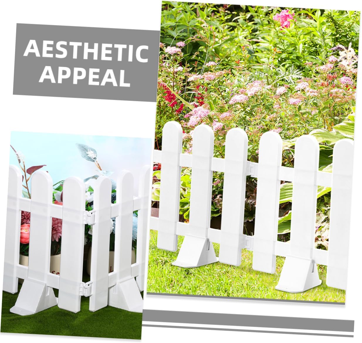 4pcs Interior Decorative Fence White Plastic Fencing for Garden Flower Bed Border