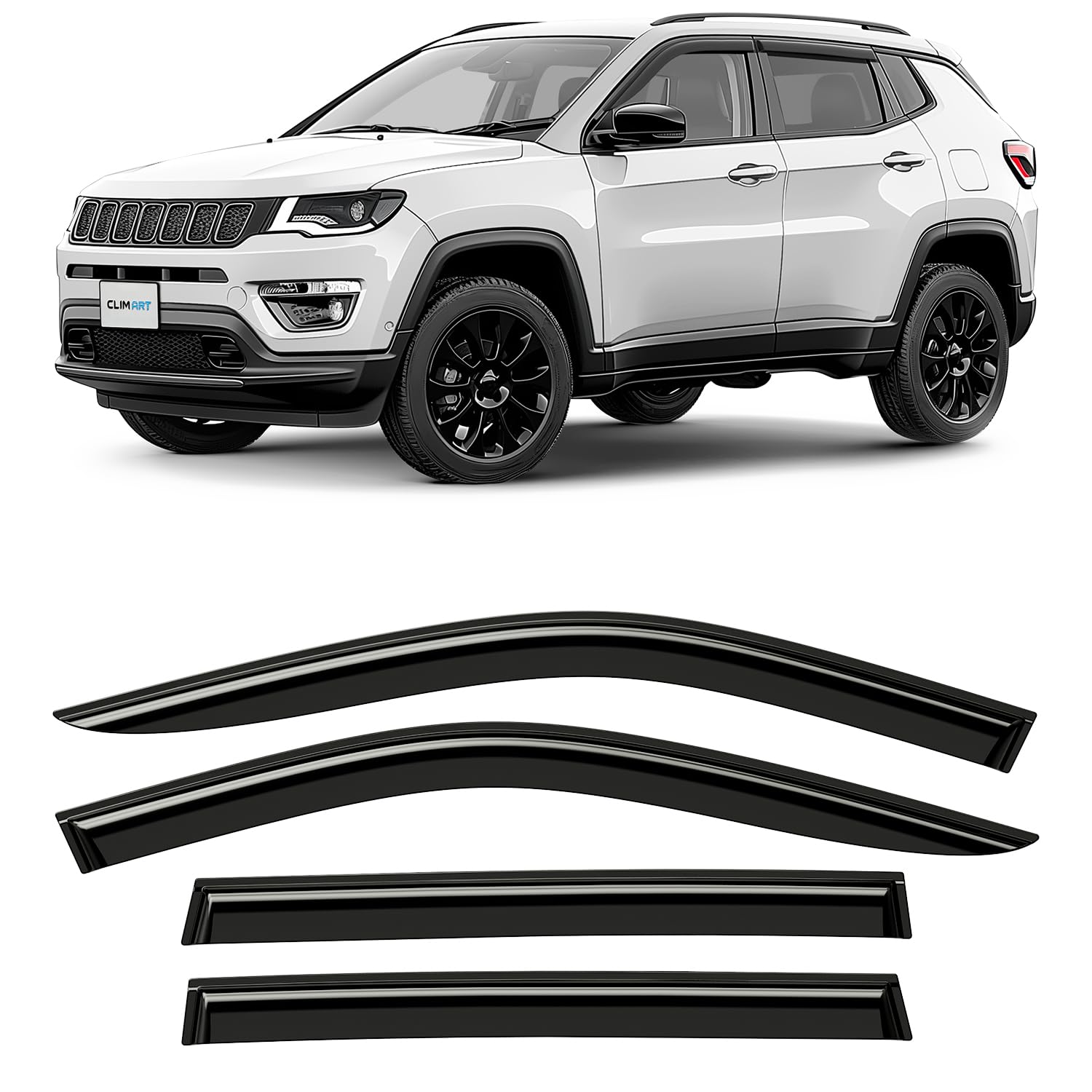 Deflectores Jeep Compass evitan entrada de agua CLIM ART ventanas 4 piezas 7