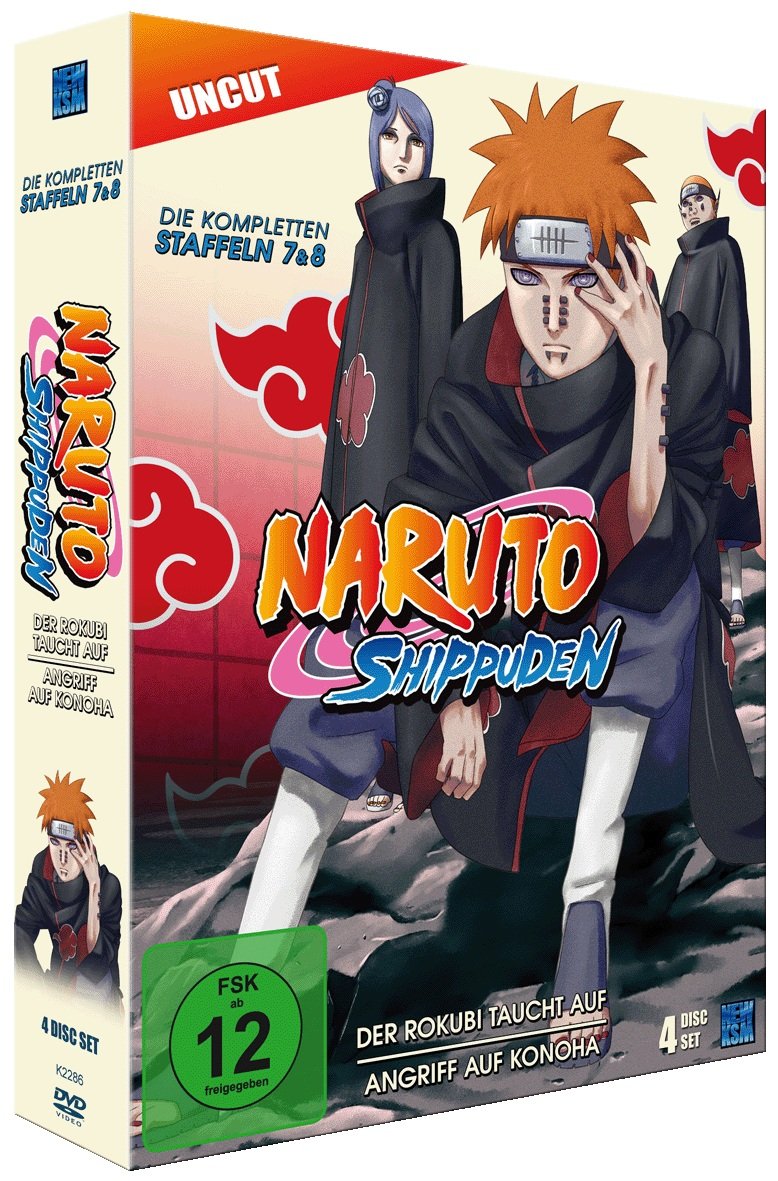 Naruto Shippuden, Staffel 7 & 8: Der Rokubi taucht auf / Angriff auf Konoha (Episoden 364-395, uncut) [4 DVDs]