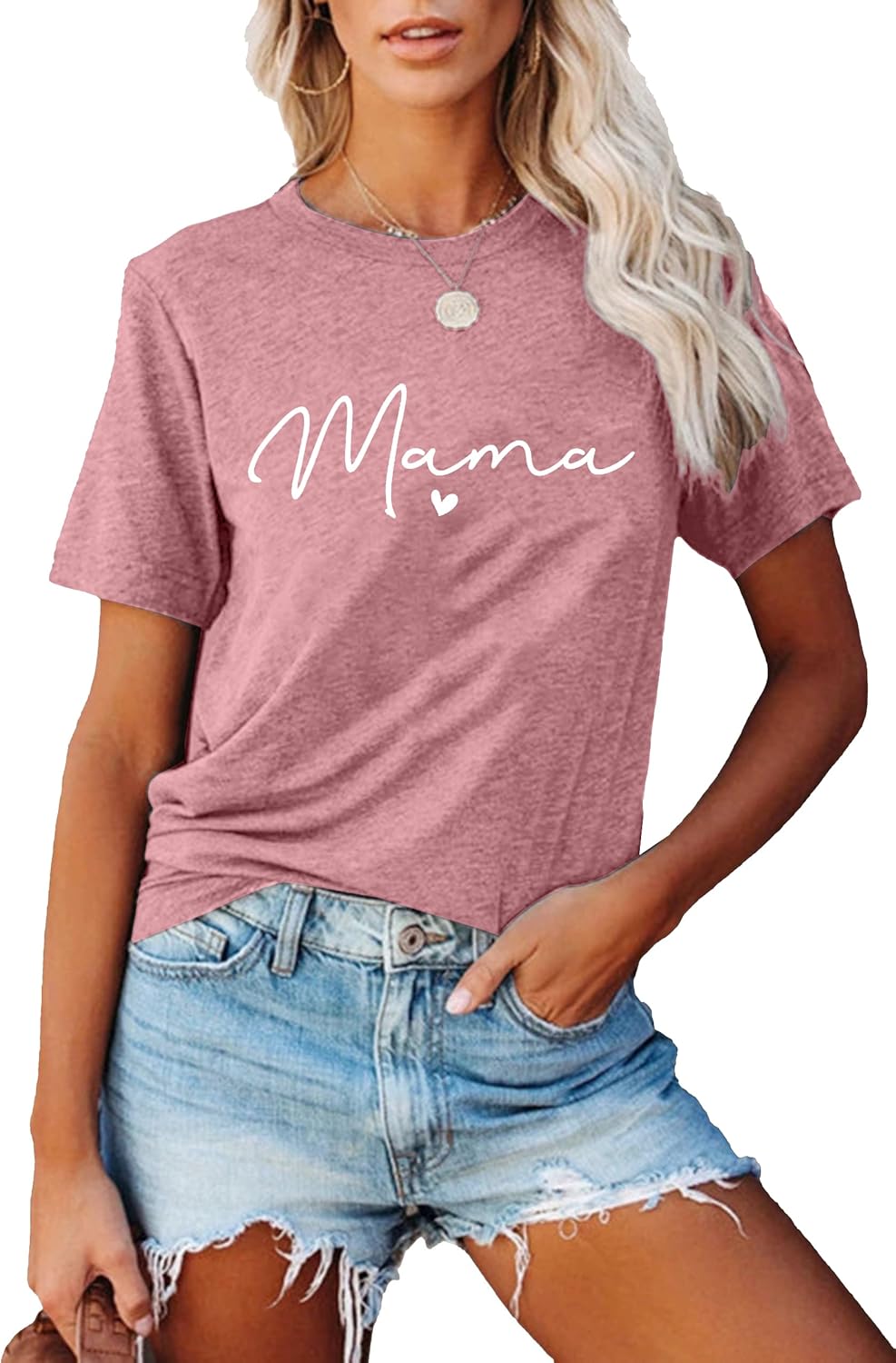 Mama Shirt for Women Mama Letter Print T-Shirt Funny Graphic Tees Casual Short Sleeve Mom Life Tops Tee - Image 8