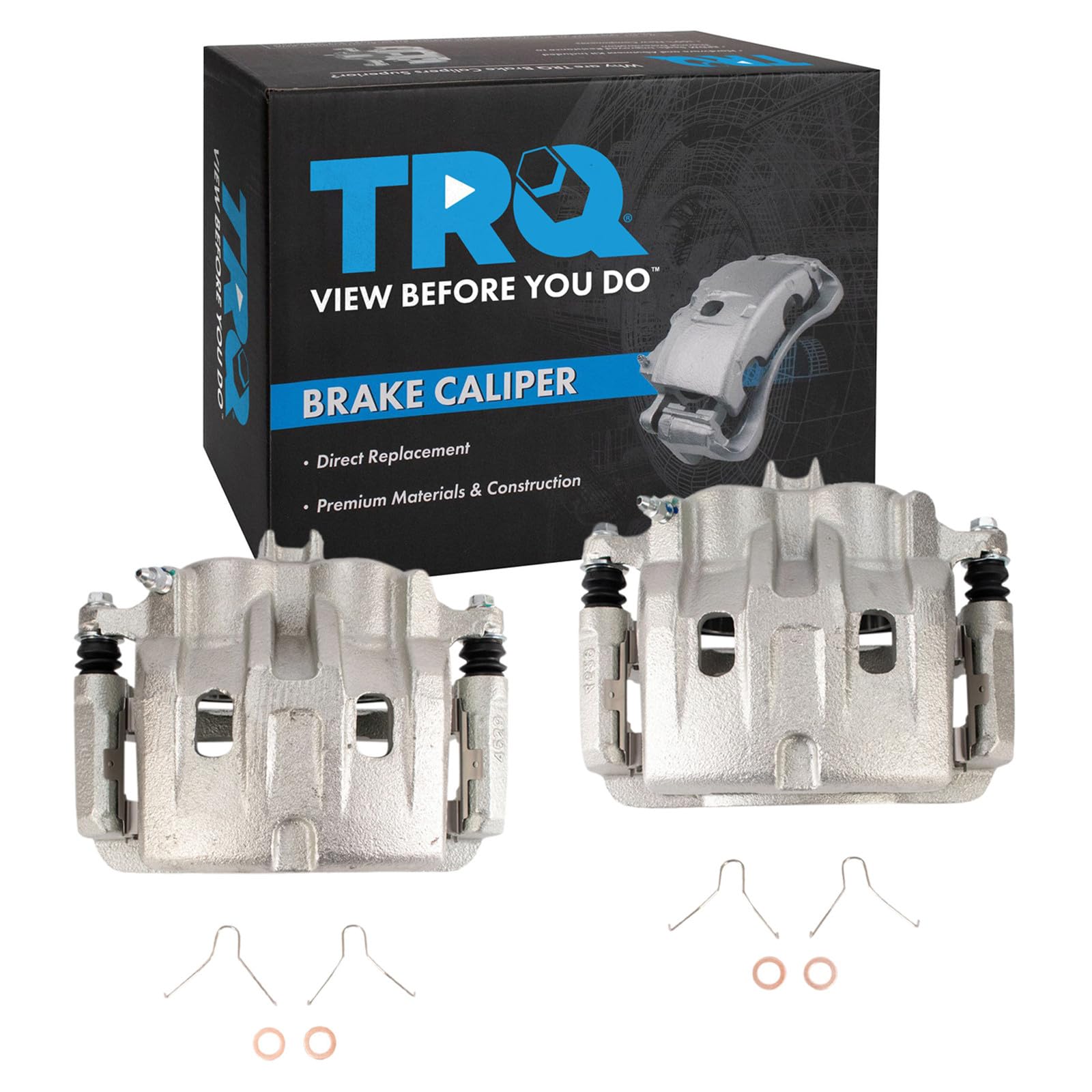TRQ Front Brake Caliper Set Zinc Coated Brackets Hardware Compatible with 2003-2006 Acura MDX