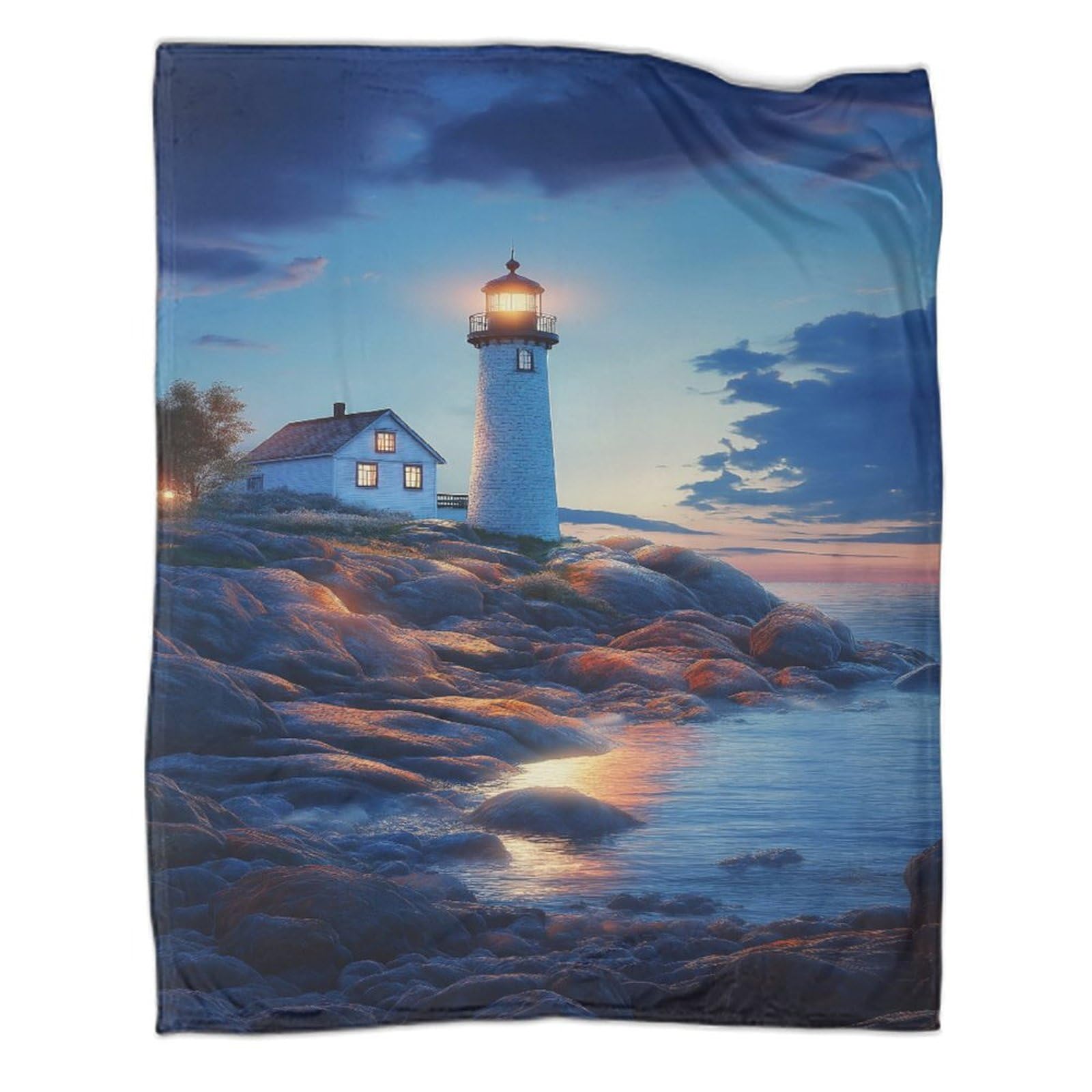 Couverture en flanelle chaude et douce avec motif phare 3D jeté de canapé et lit pour adolescent
