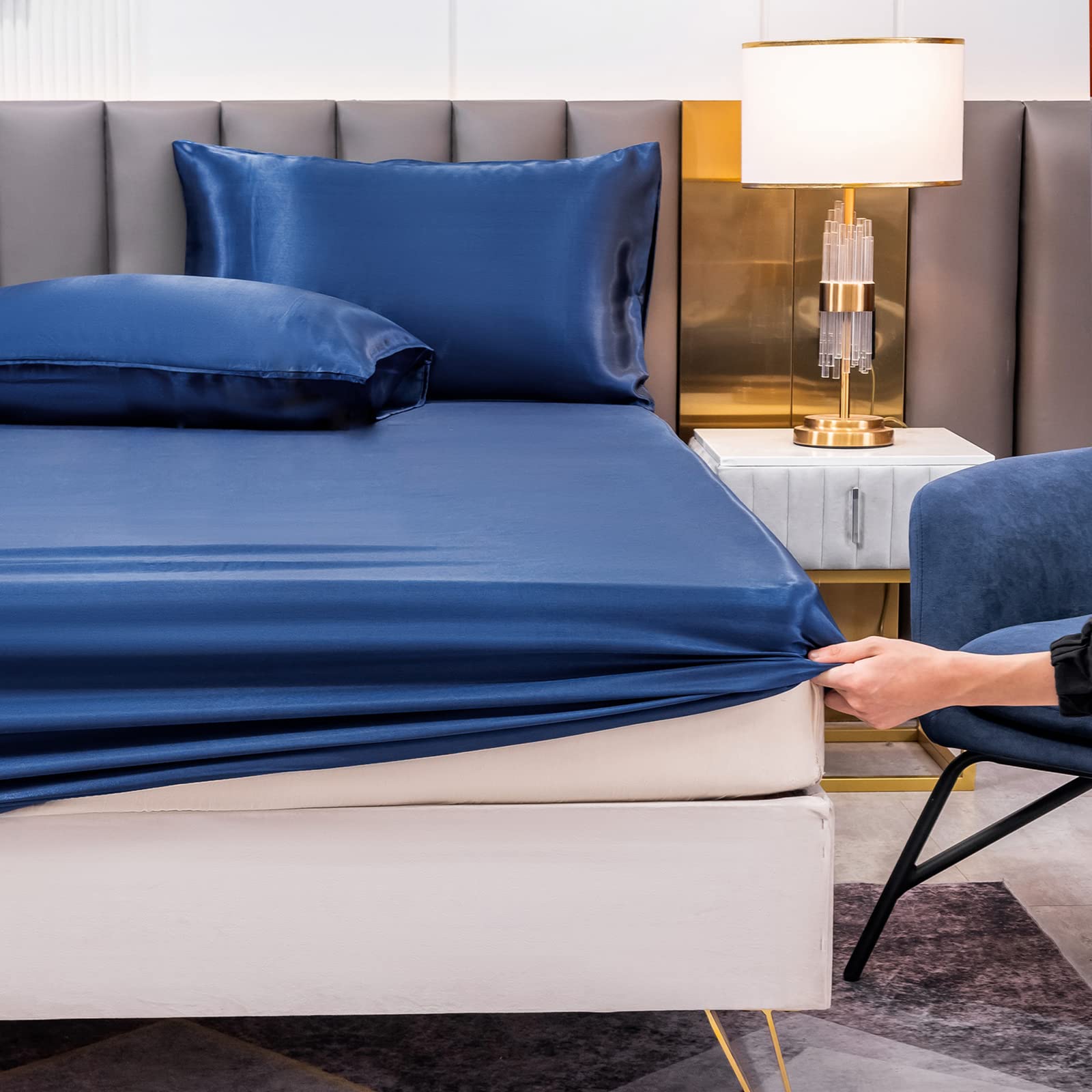 Lenzuolo Sotto Con Angoli In Raso 180x200cm - Bianco Puro, Morbido E Antiscivolo - Foto 10