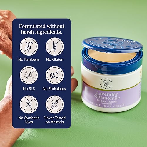 Miniatura 4 de Spenser & Jensen - Exfoliante de azúcar con lavanda y manzanilla, exfoliante corporal hidratante y renovador para una piel suave, tersa y sedosa,