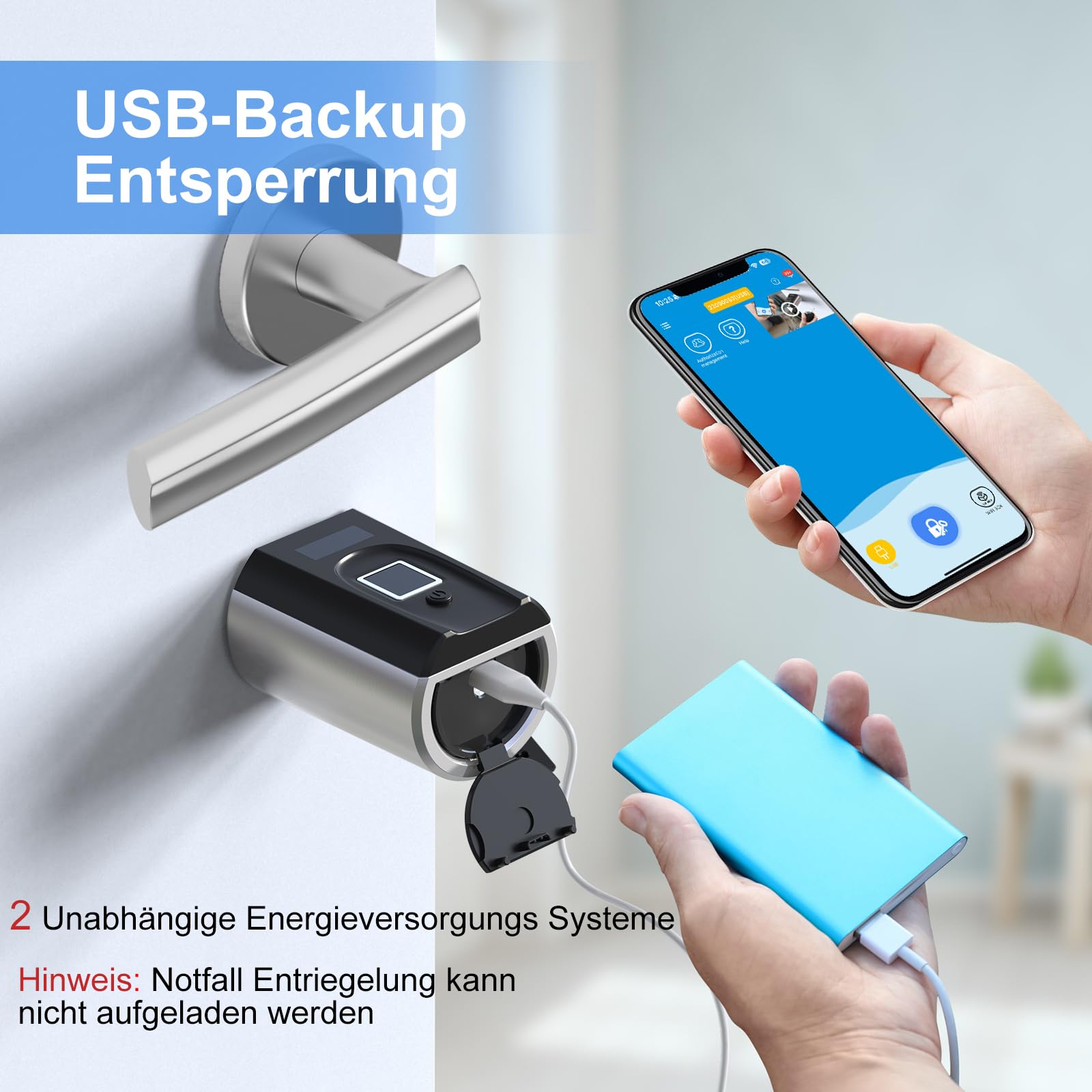 WELOCK SECBN51 Fingerabdruck Elektronisches Türschloss für 30-70mm Tür | RFID-Karte Bluetooth WIFI APP, Fingerabdruck Schloss IP65,Smartes Türschloss USB-Ersatzentriegelung EU-Profiltür