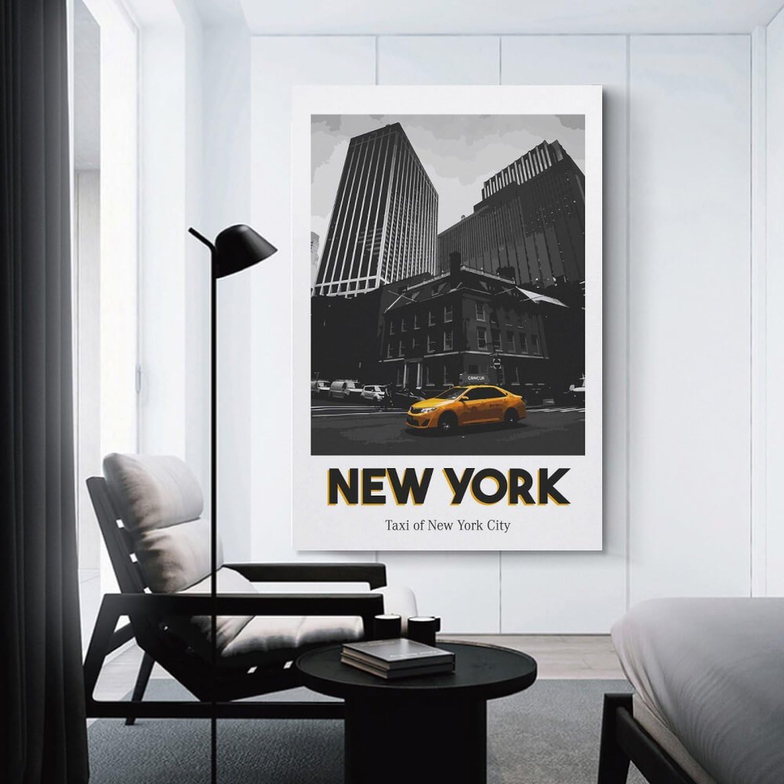 Junmoney Canvas Wall Decor Taxi of New York City, 20x30inch(50x75cm), for Gallery Wall Layouts in Home Or Office, Home Wall Art for Statement Displays