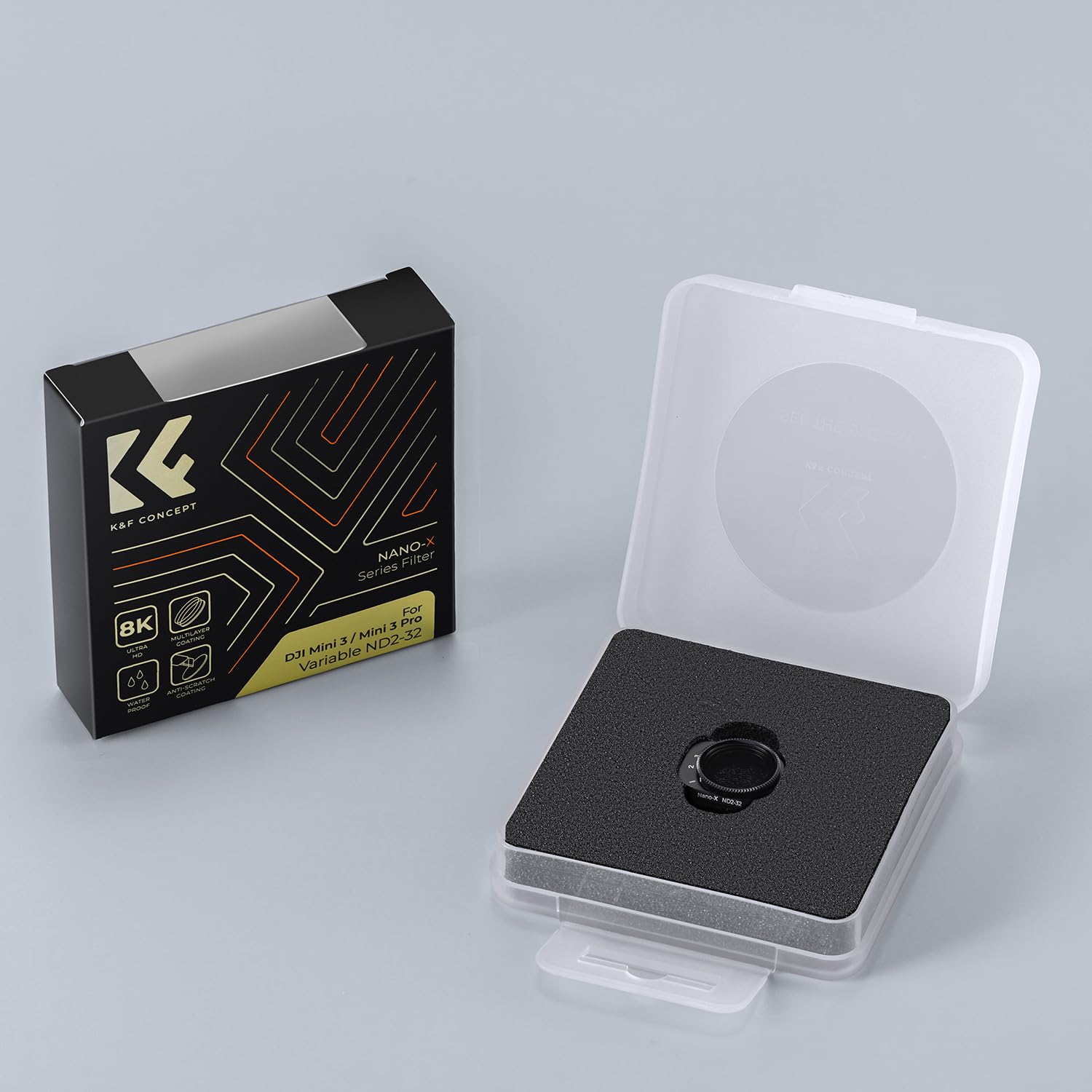 K&F Concept Filtre ND2-32 Variable Drone Gris Neutre 1-5 F-Stops 28 Revêtements de Nano-x Imperméable Anti des Rayures Compatible avec DJI Mini 3 Pro, Mini 3