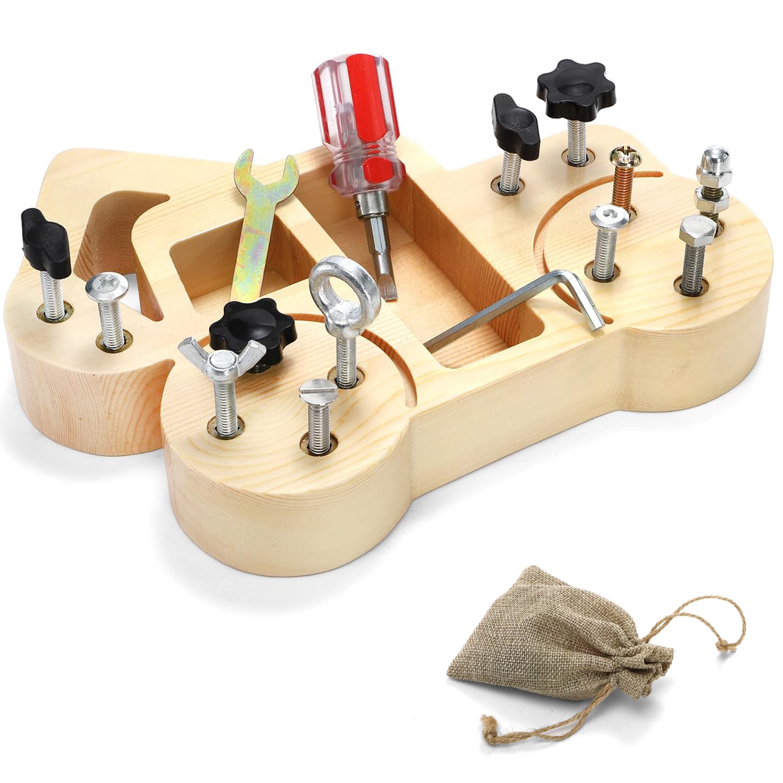 ZEAYEA Montessori Schraubendreher Board Set, Holz Montessori Spielzeug für über 3 Jahre alte Kinder, Feinmotorik Spielzeug für Kinder, sensorisches Spielzeug mit Aufbewahrungstasche und Werkzeug für