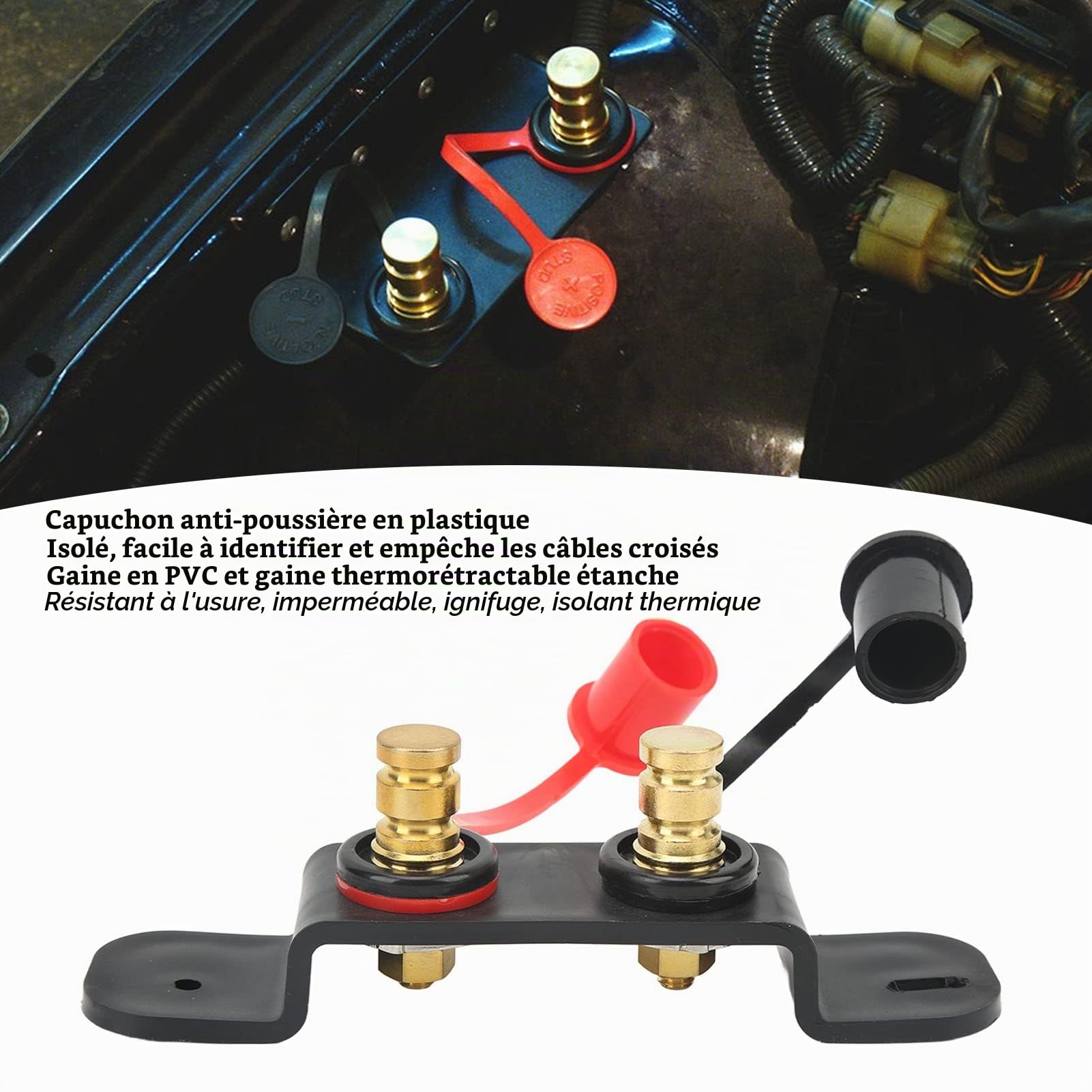 Kit de Relocalisation des Bornes de Batterie de Démarrage de Batterie de Voiture UTV Outil de Chargement de Batterie à Distance Les Bornes de Cavalier Fonctionnent pour UTV ATV Voiture Camions RV Trac