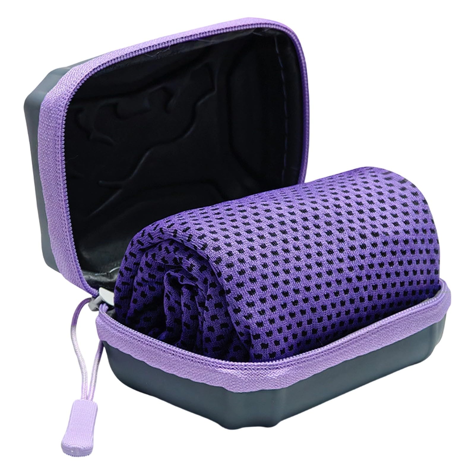 5 Pack Cooling Towels,30x80 Cm Breathable Instant Quick Drying Cool Towel, Microfibre Towel with Zip Storage Case, Cooling Neck Wrap For Men Women, Ice Towels For Gym Workout Running Yoga (Purple)