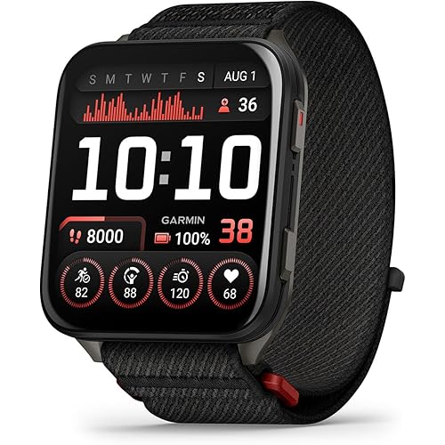 Garmin® Venu® X1, Thin and Lightweight GPS Smartwatch, AMOLED Display, Advanced Health and Fitness Features, Black with Slate Titanium Caseback and Black ComfortFit Nylon Band