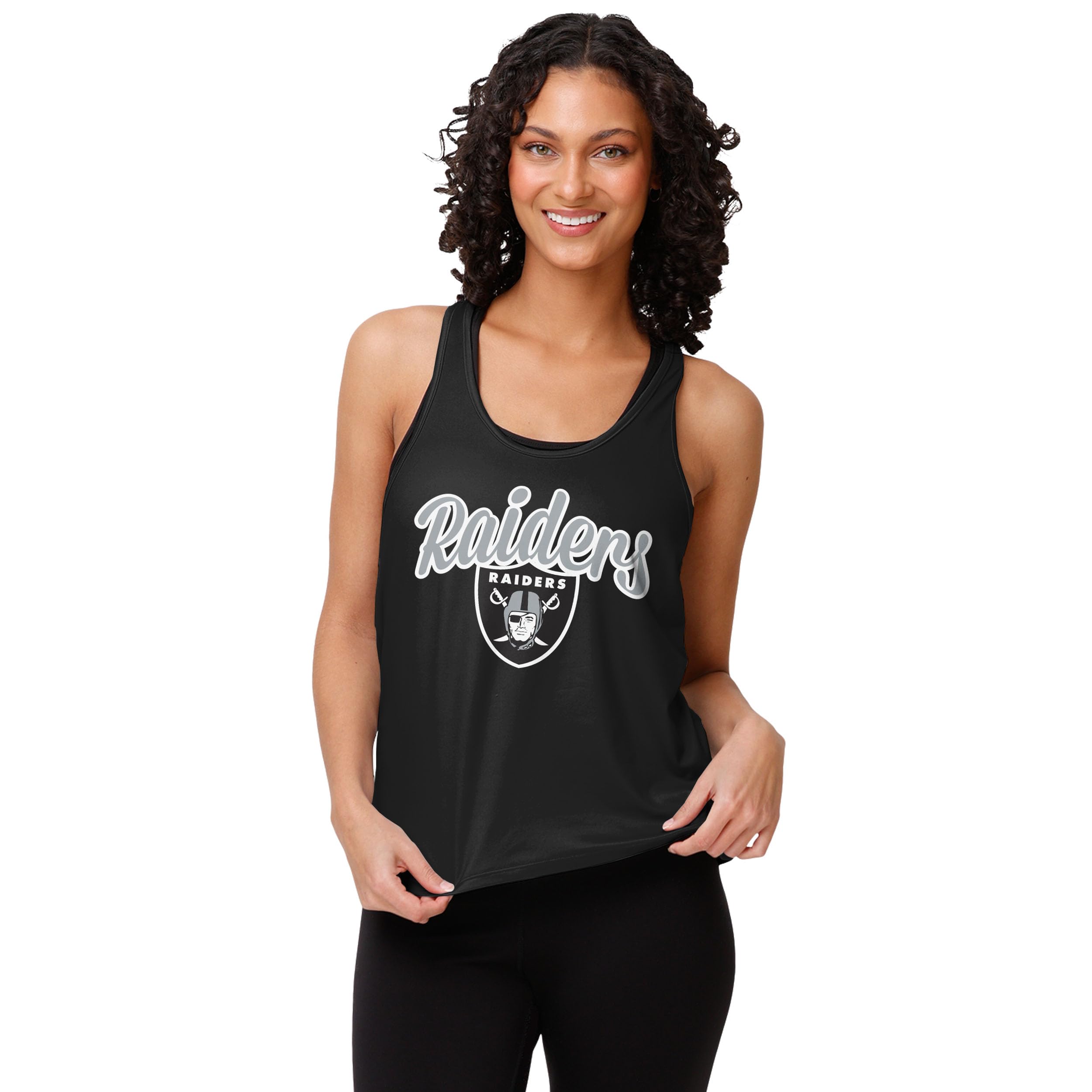 FOCO NFL Womens NFL Ladies Fashion Wordmark Team Stripe Sleeveless Tank Top Shirt
