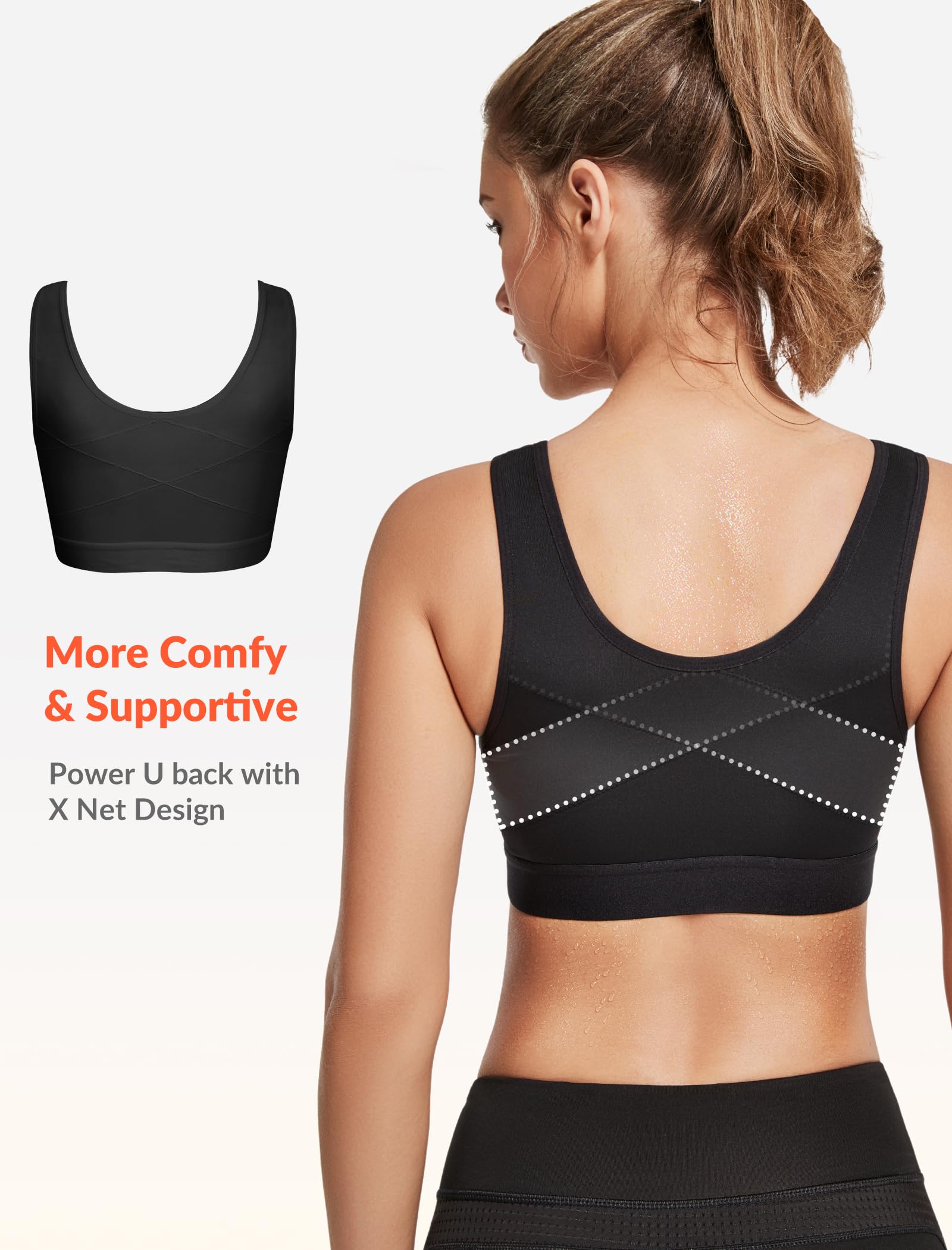 Yvette Sport-BH für Damen, Racerback, Laufen, Fitness, bauchfreie Tops