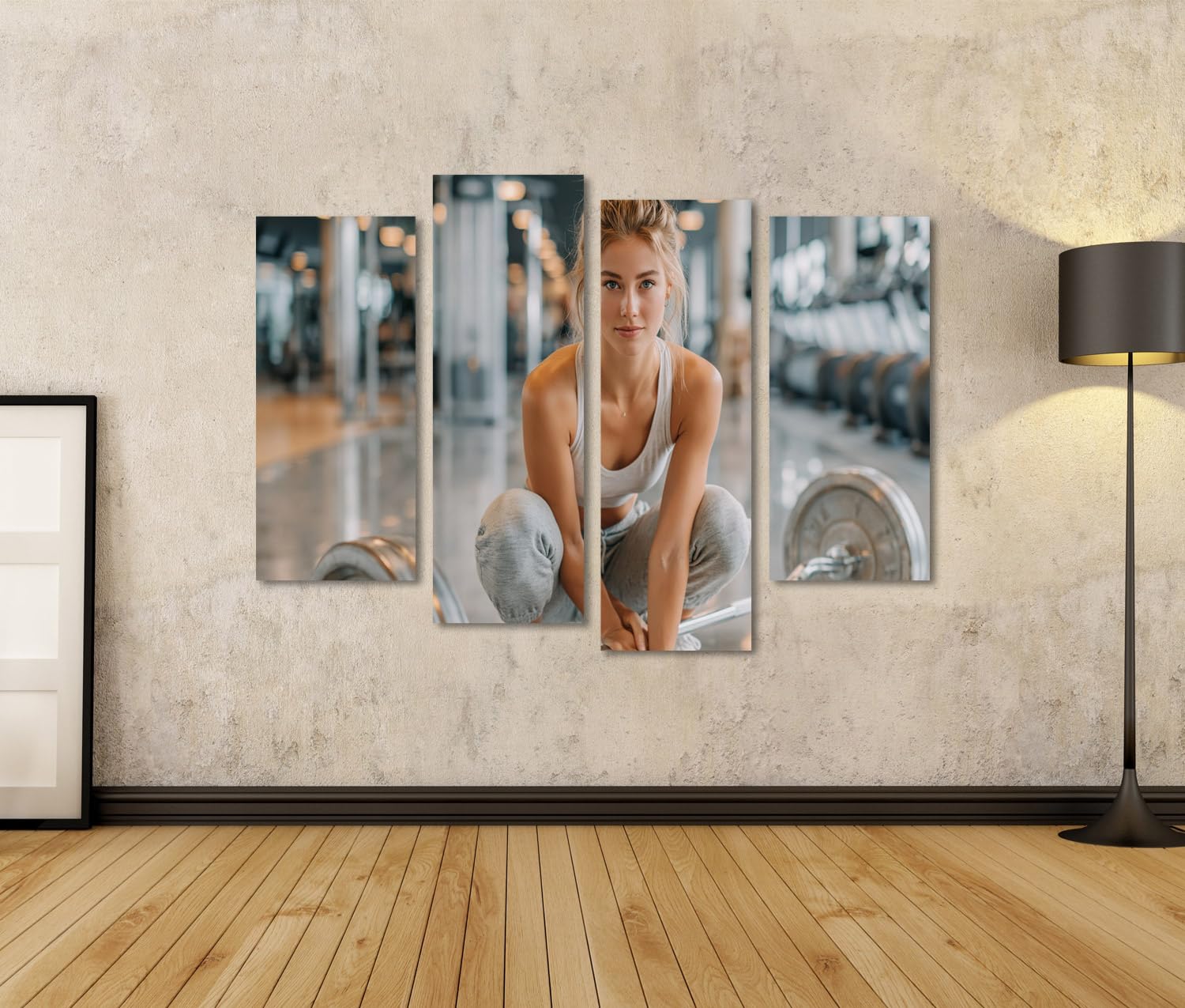 islandburner Quadro su tela potente estetica fitness da parete per la palestra – Motivazione per gli appassionati di sport – 4 pezzi