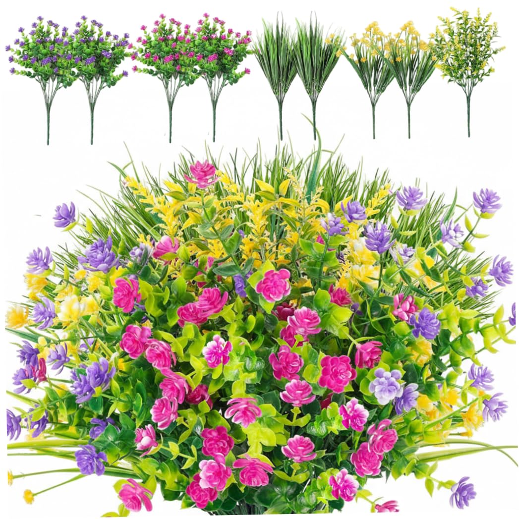 Fleurs en plastique haut de gamme et feuillage de printemps