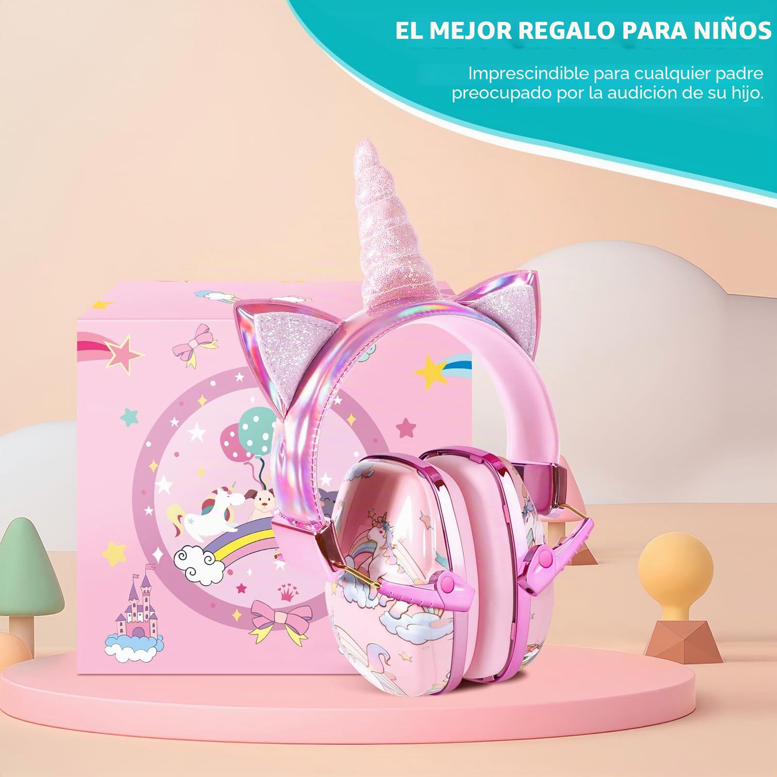 JYPS Cascos Antiruido Niños, Cascos Insonorizados Niños, Auriculares con Cancelación de Ruido Autismo, Bebe Orejeras de Protección Auditiva para Niña de 2+ Años, Bloquean el Ruido para Estudiar