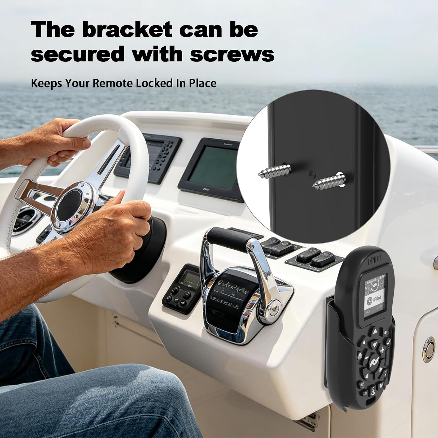 Remote Holder Compatible with Minn Kota i-Pilot Bluetooth Remote | Screen and button access while docked, 3 mounting options: 1/4 in connection, VHB tape, screw mount, ABS