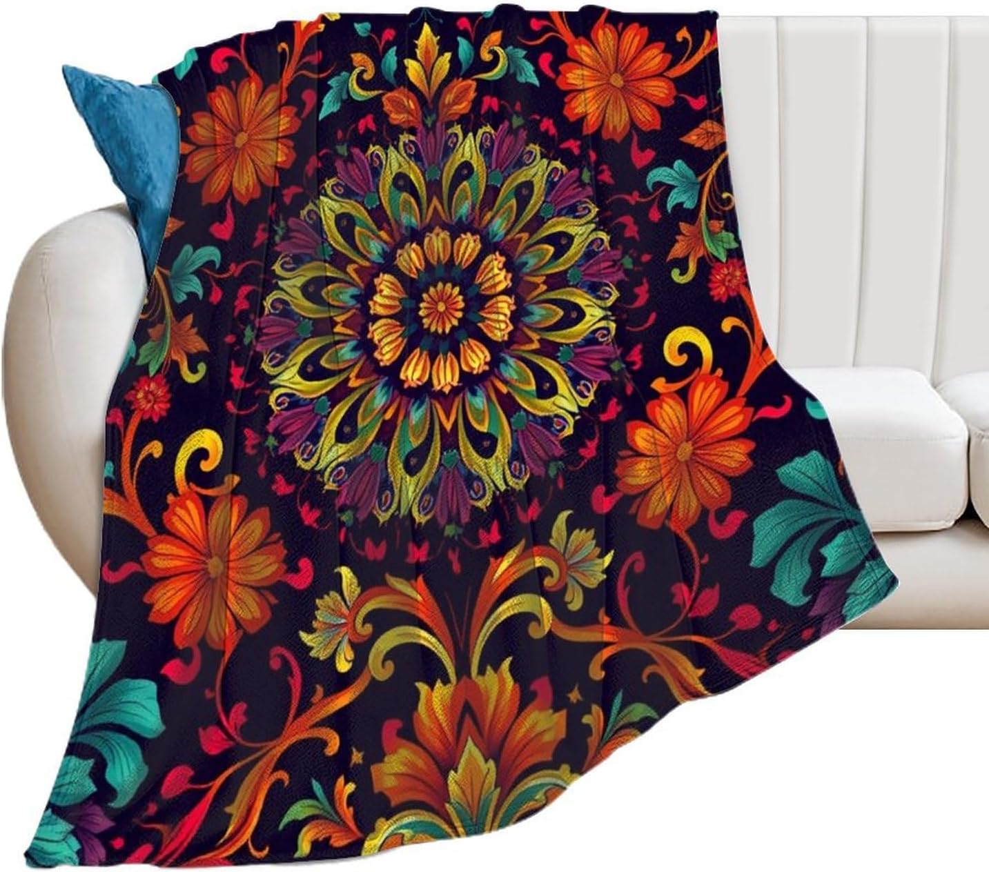 Mandala Throw Blanket,Psychedelic Blanket Decor Gifts for Adults Women Men, Lightweight Soft Flannel Fleece Cozy Blankets for Bed,Sofa,Couch,Camping for All Season(60''x 50'') - Image 8