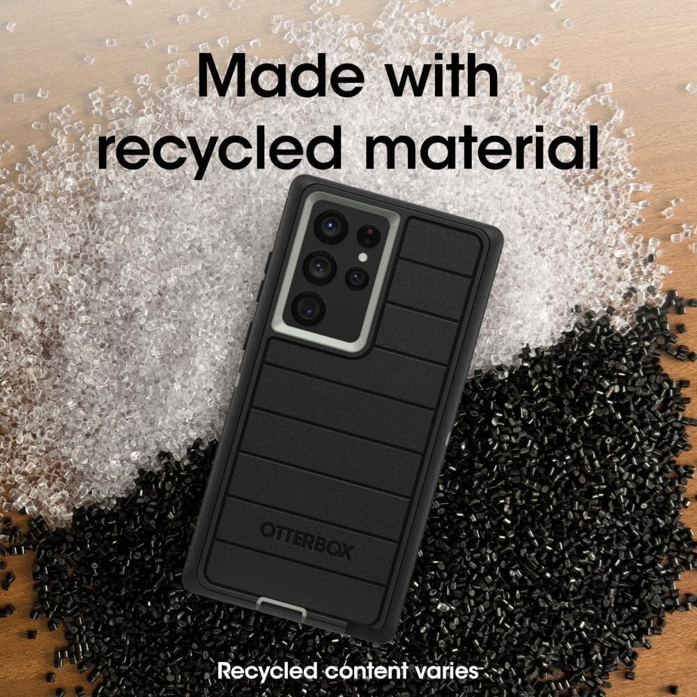 OtterBox Samsung Galaxy S22 Ultra (únicamente) - Funda de la Serie Defender - Graphite Shadow (Negro y Gris) - Solo Funda - Sin Pantalla - Resistente y Duradera - con protección de Puerto - Embalaje