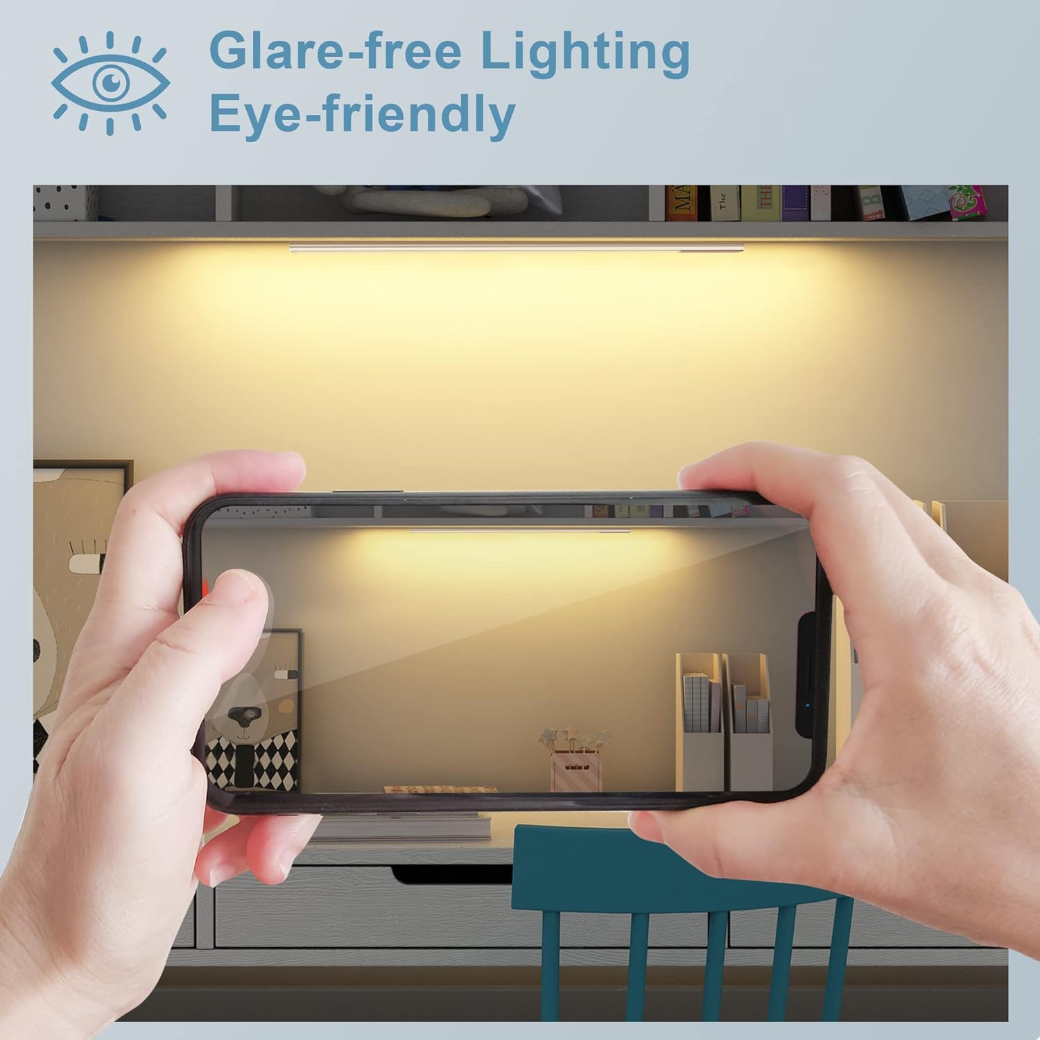 Diagram illustrating magnetic installation of SOAIY LED light on metal and non-metal surfaces with adhesive plates