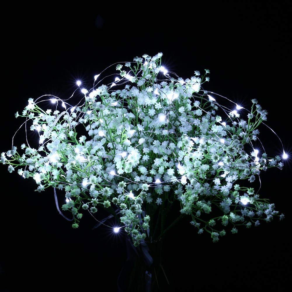 Paquete de 15 luces de hadas funcionan con pilas de 2 m, 20 luces LED de alambre plateado, luces estrelladas para bricolaje, bodas, fiestas, festivales, Halloween, Navidad (15, blanco frío)
