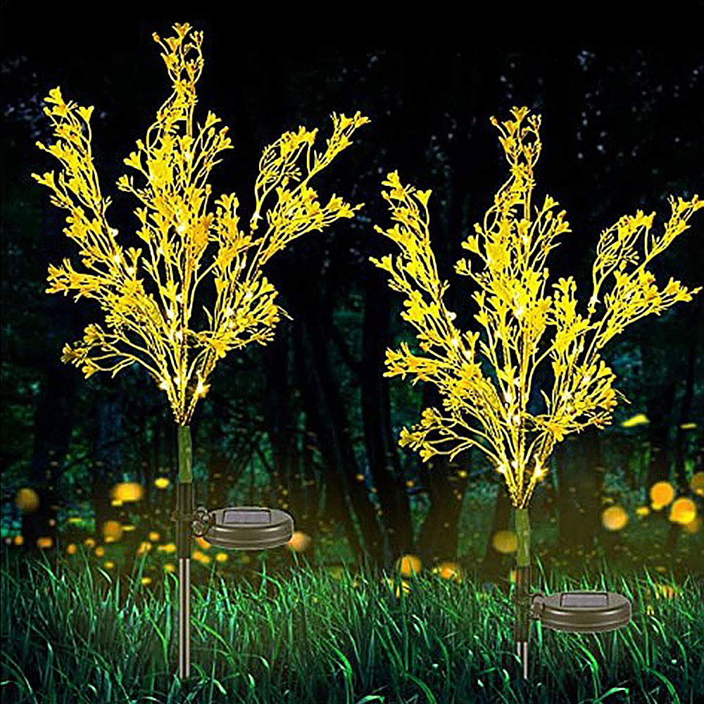 N/U Yellow Solar Garden Lights Outdoor - 2Pcs Waterproof Led Flower Stake Lights Decorative For Lawn, Patio, Yard, Flower Bed