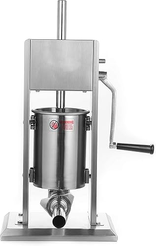 Miniatura 6 de Relleno de salchichas vertical de acero inoxidable, astilla, doble velocidad, fácil de limpiar (7 libras3 L)