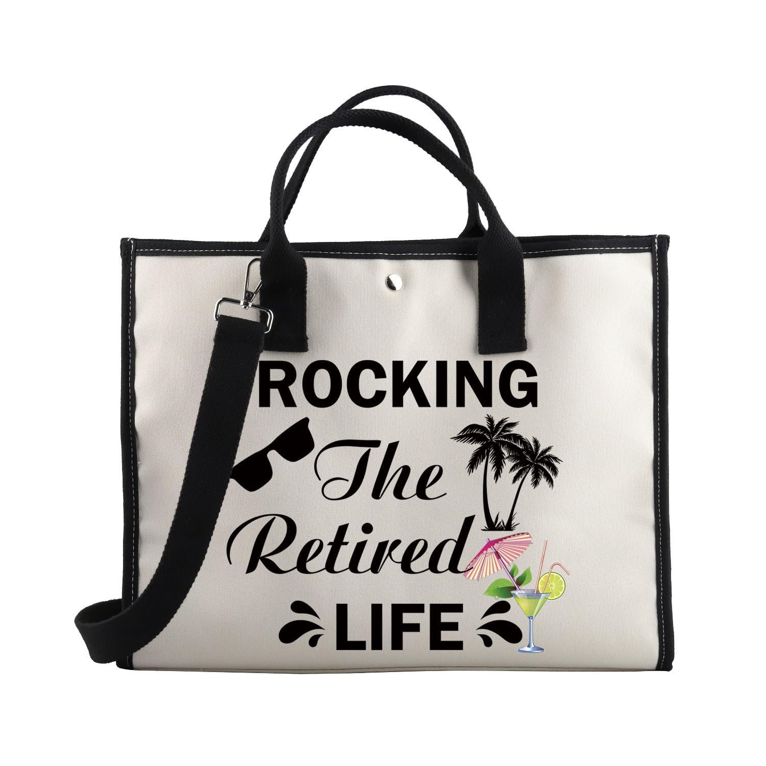 BDPWSS Funny Retirement Tote Bag For Women Rocking The Retired Life Beach Lover Gift Retired Gift for Coworker Friends