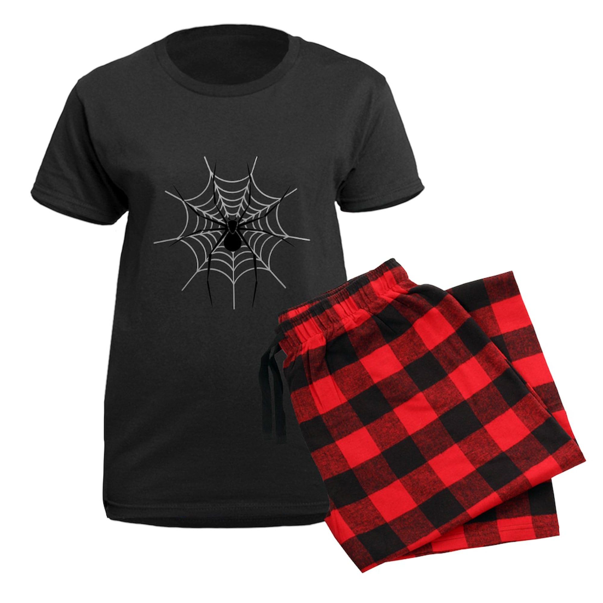 CafePress Spider Web Women's Dark Pajamas Womens Novelty PJ Sleepwear: XX-Large With Red Plaid Pant