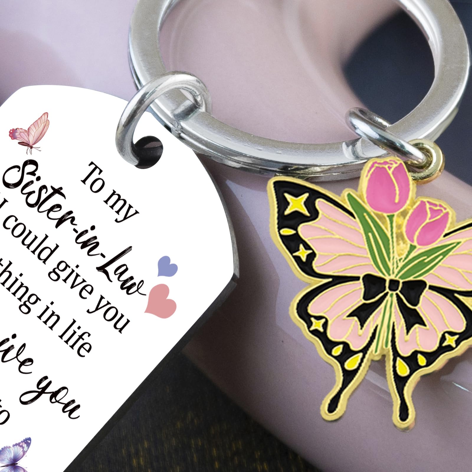 Sister In Law Gifts for Women Birthday Gifts for Sister In Law Mothers Day Women Unique Wedding Gift Sentimental Butterfly Keychain