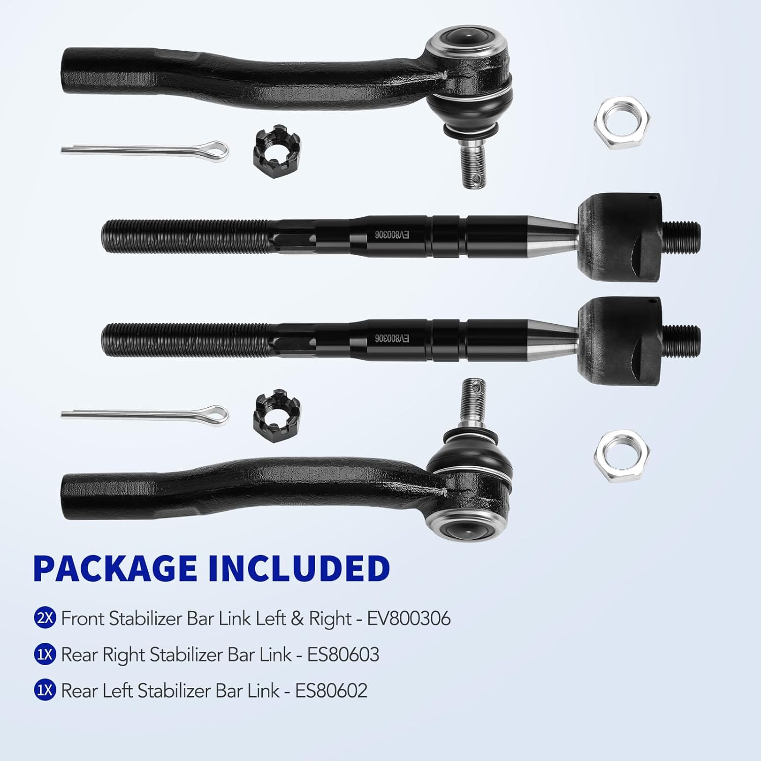 LCWRGS Front Tie Rod Ends Kit for 2007 2008 2009 2010 2011 Toyota Camry, 4 Inner and Outer Tie Rod Ends, EV800306 ES80603 ES80602-4Pcs