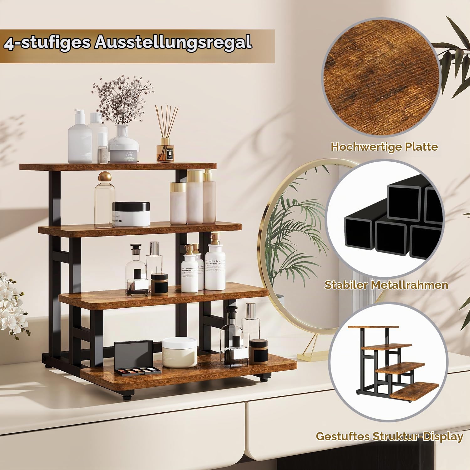 IBUYKE Etagere Holz,2er Set,Tortenständer,Kühlplatte Buffet,Braun TLJ018H-2