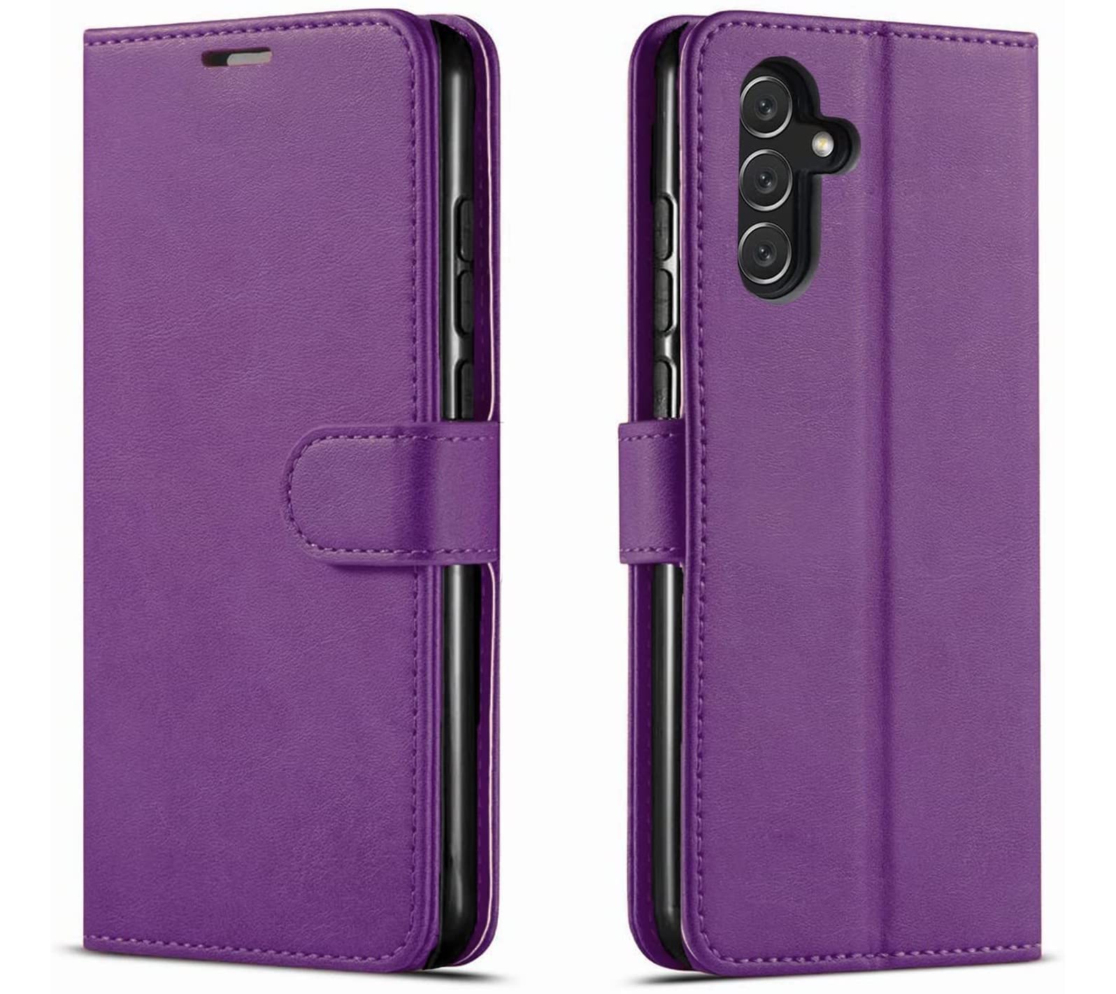 For Samsung Galaxy A13 5G / A13 4G / A04S Case Leather Wallet Book Flip Stand View Phone Cover with Card Holder Slots Compatible with Galaxy A13 (Purple)