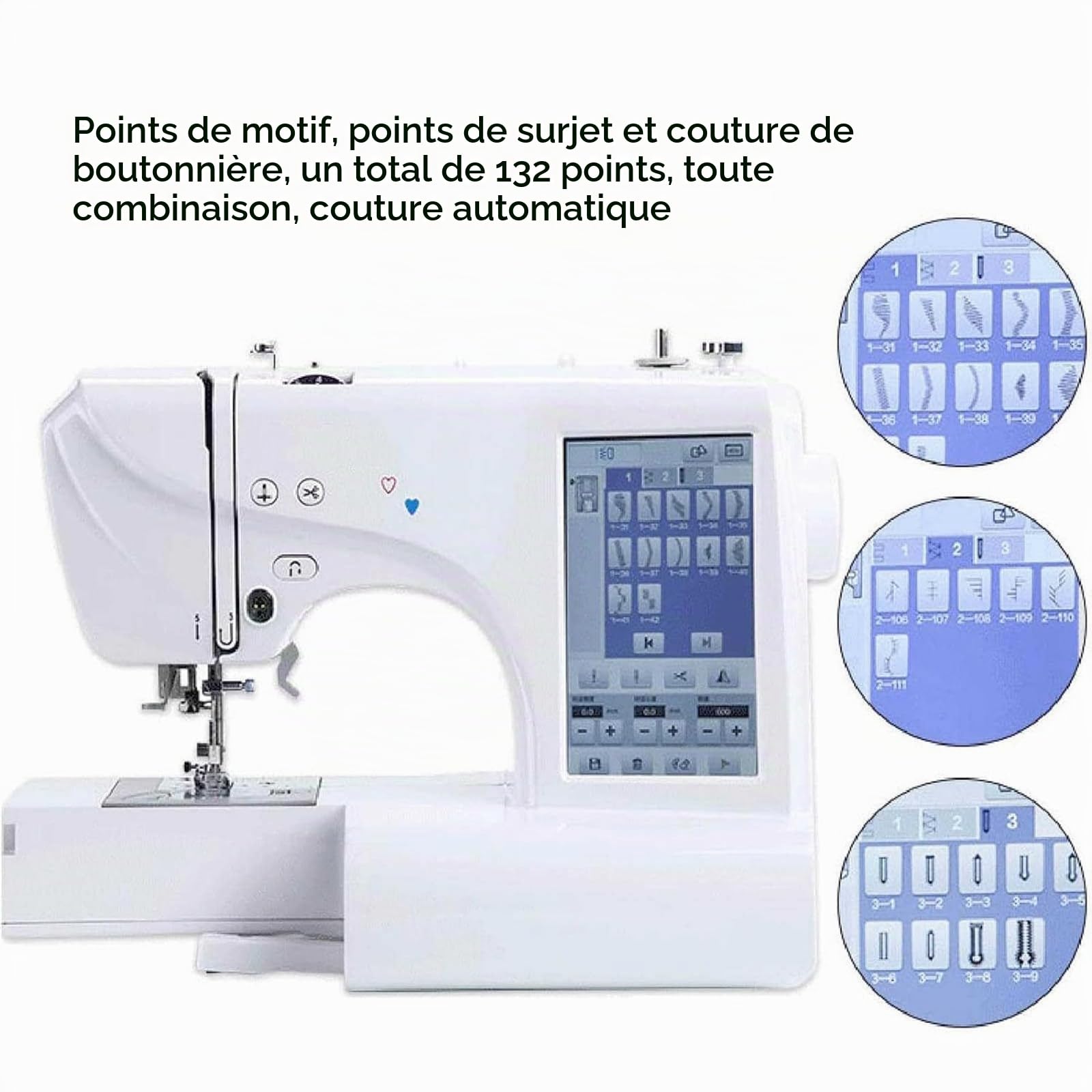 Machine à Coudre et Broderie, Machine à Broder numérique électrique, Machine à Coudre Automatique avec écran Tactile LCD de 7 Pouces, pour décoration Domestique, vêtements, Artisanat