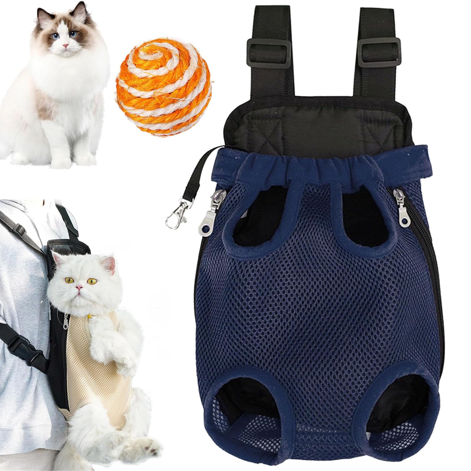 Furry Pawsy Carrier, Furry Pawsy Cat Carrier, Furry Pawsy Cat Backpack, Adjustable Pet Front Cat Dog Carrier Backpack Travel Bag, Breathable & Skin-Friendly (Dark Blue, M)