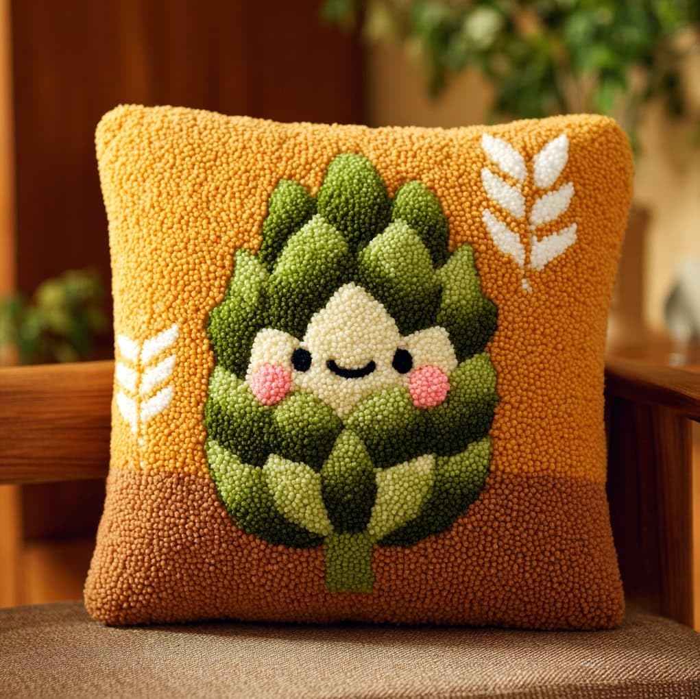 WallustrioaW Latch Hook Pillow Cover Kit,Pine Cone Pattern